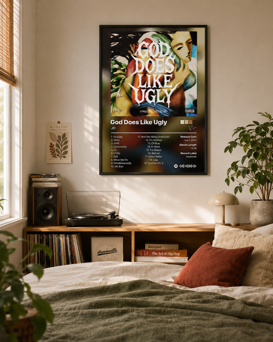 JID God Does Like Ugly Prelude Edition Tracklist Poster | Unframed Bedroom Wall Art
