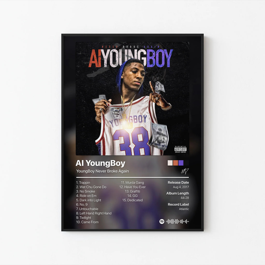YoungBoy Never Broke Again AI YoungBoy Tracklist  | Unframed Bedroom Wall Art album cover poster print wall art decor