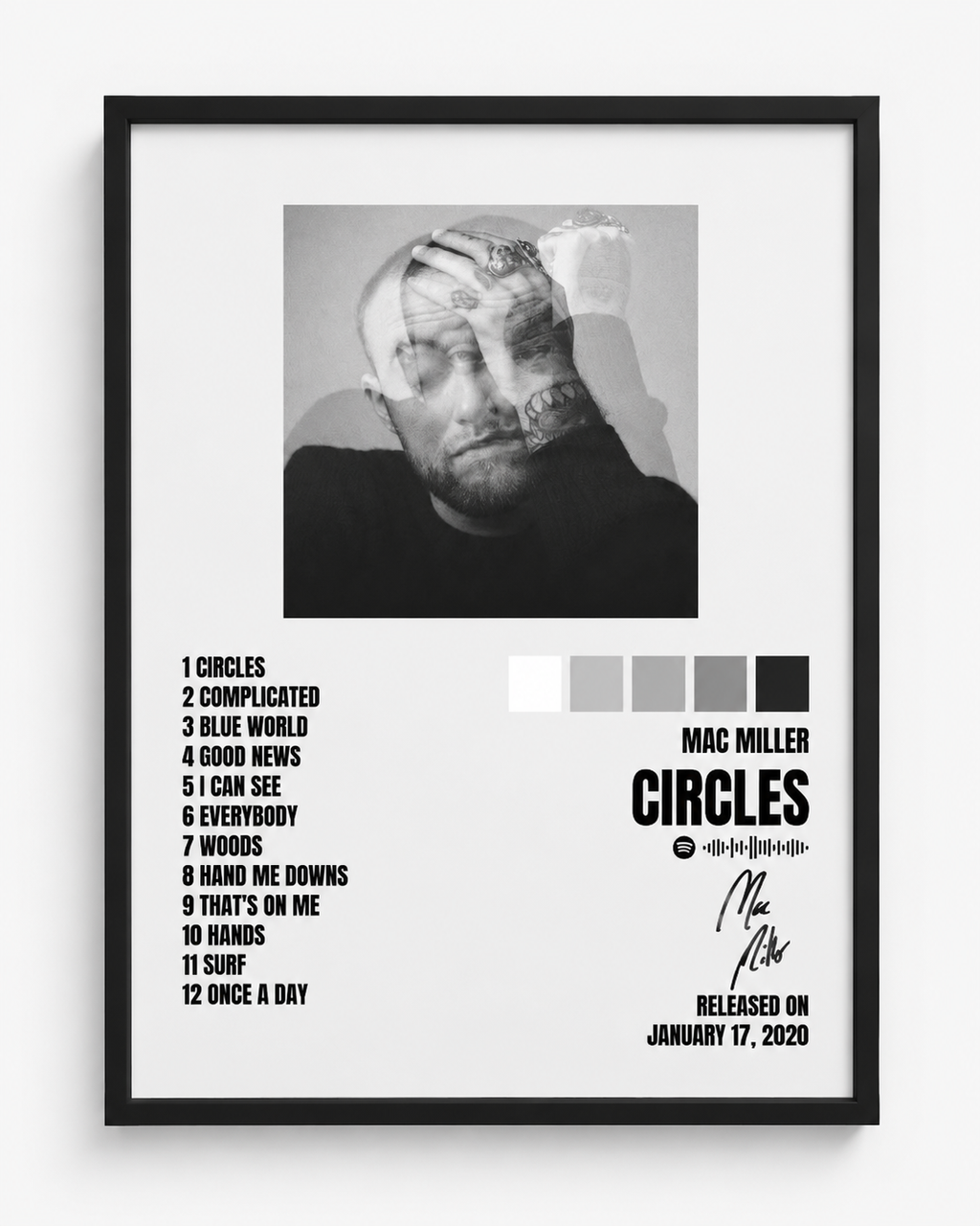 Mac Miller Circles Tracklist  | Unframed Bedroom Wall Art album cover poster print wall art decor