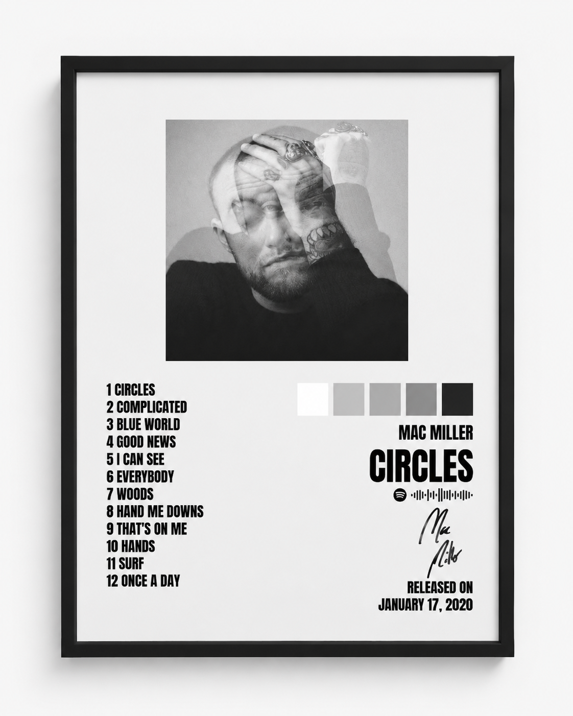Mac Miller Circles Tracklist | Unframed Bedroom album cover poster print wall art decor