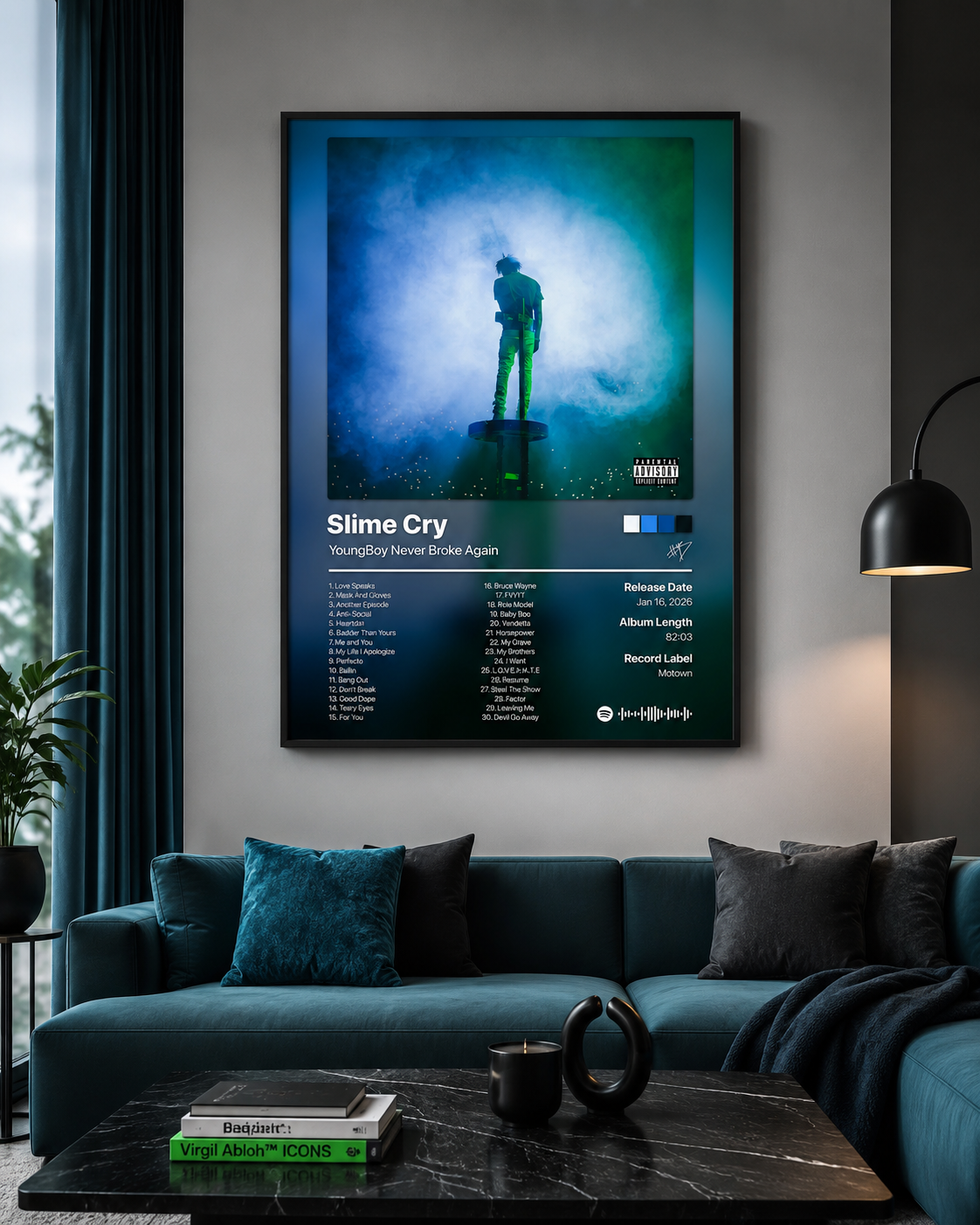 YoungBoy Never Broke Again Slime Cry Tracklist Poster | Unframed Bedroom Wall Art