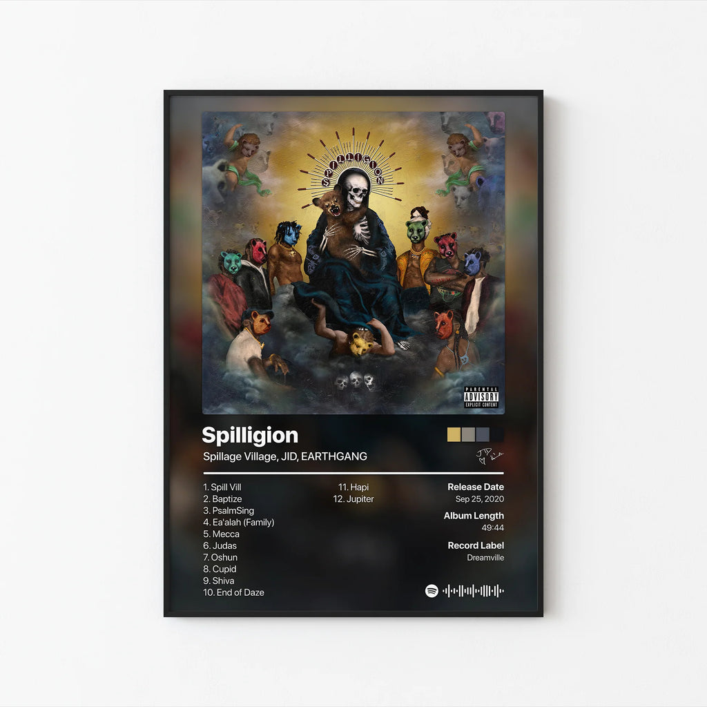 Spillage Village, JID & EARTHGANG Spilligion Tracklist  | Unframed Bedroom Wall Art album cover poster print wall art decor