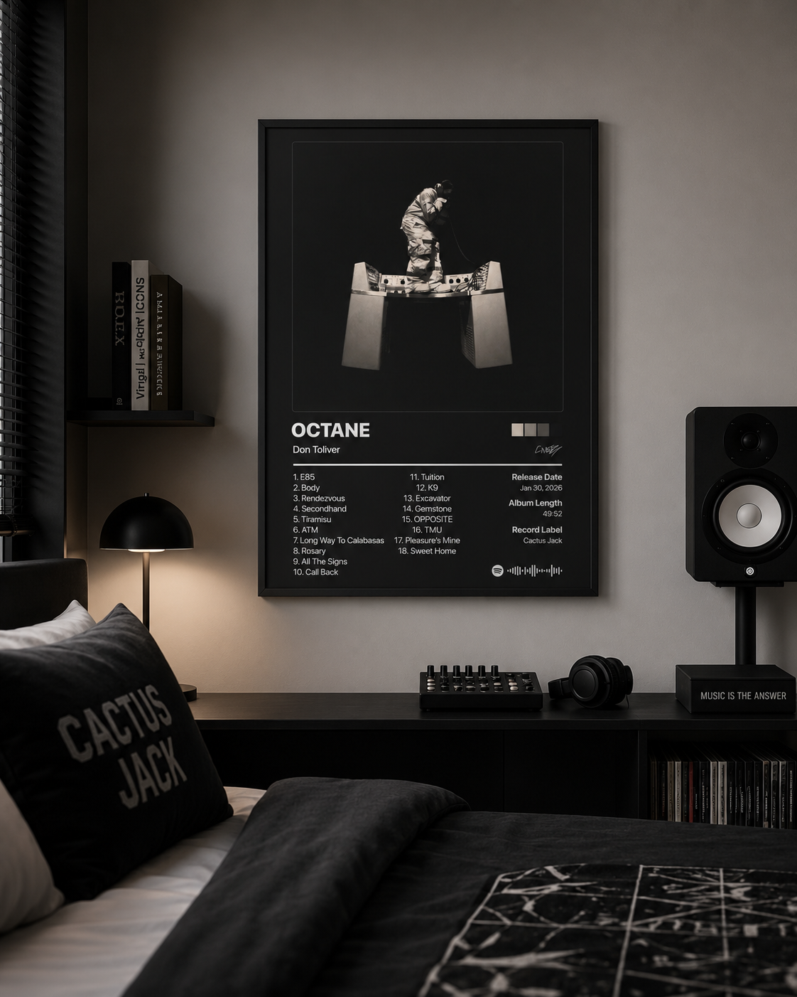 Don Toliver OCTANE Tracklist Poster | Unframed Bedroom Wall Art