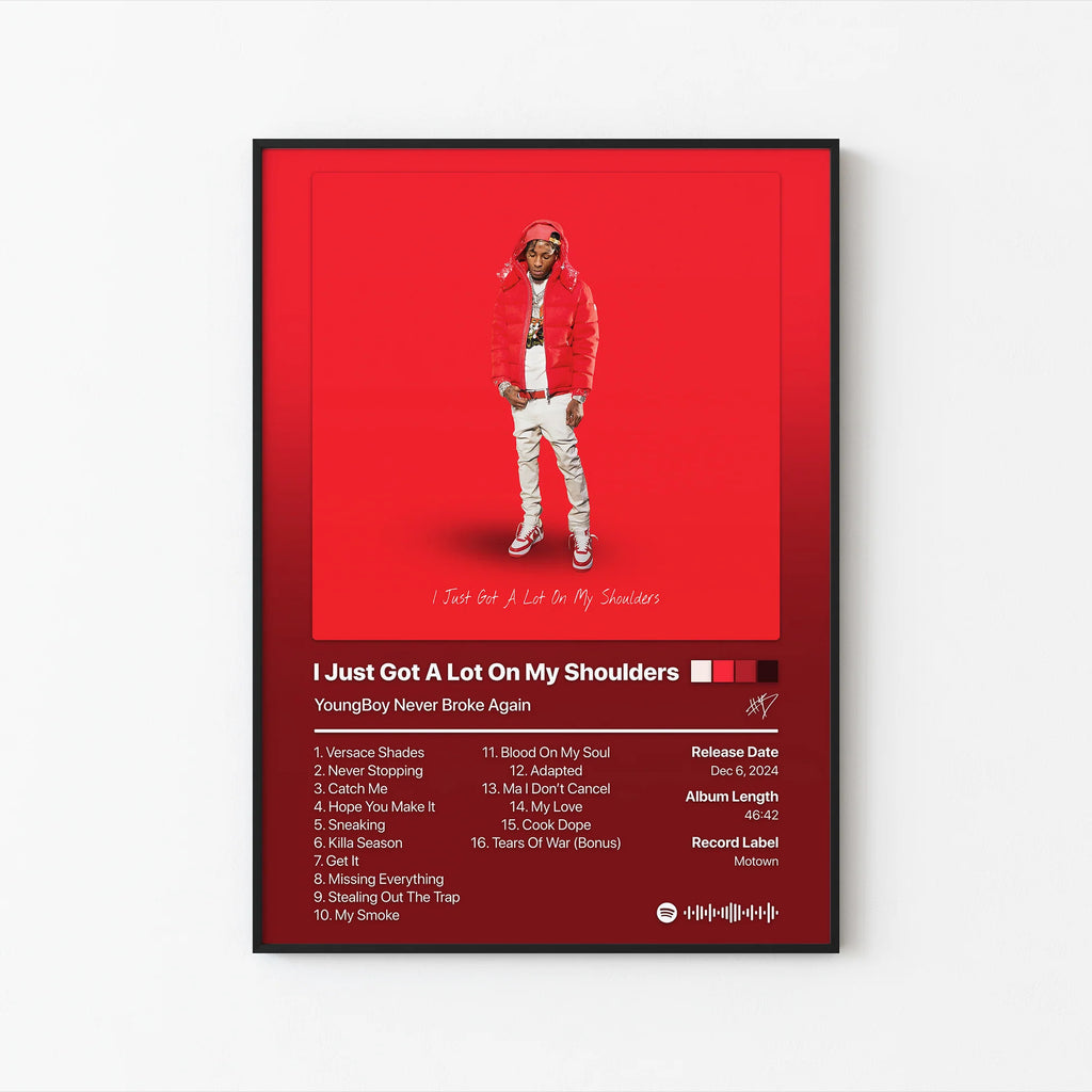 YoungBoy Never Broke Again I Just Got A Lot On My Shoulders Tracklist  | Unframed Bedroom Wall Art album cover poster print wall art decor