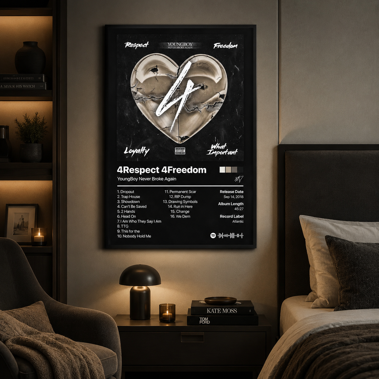 YoungBoy Never Broke Again 4Respect 4Freedom Tracklist Poster | Unframed Bedroom Wall Art