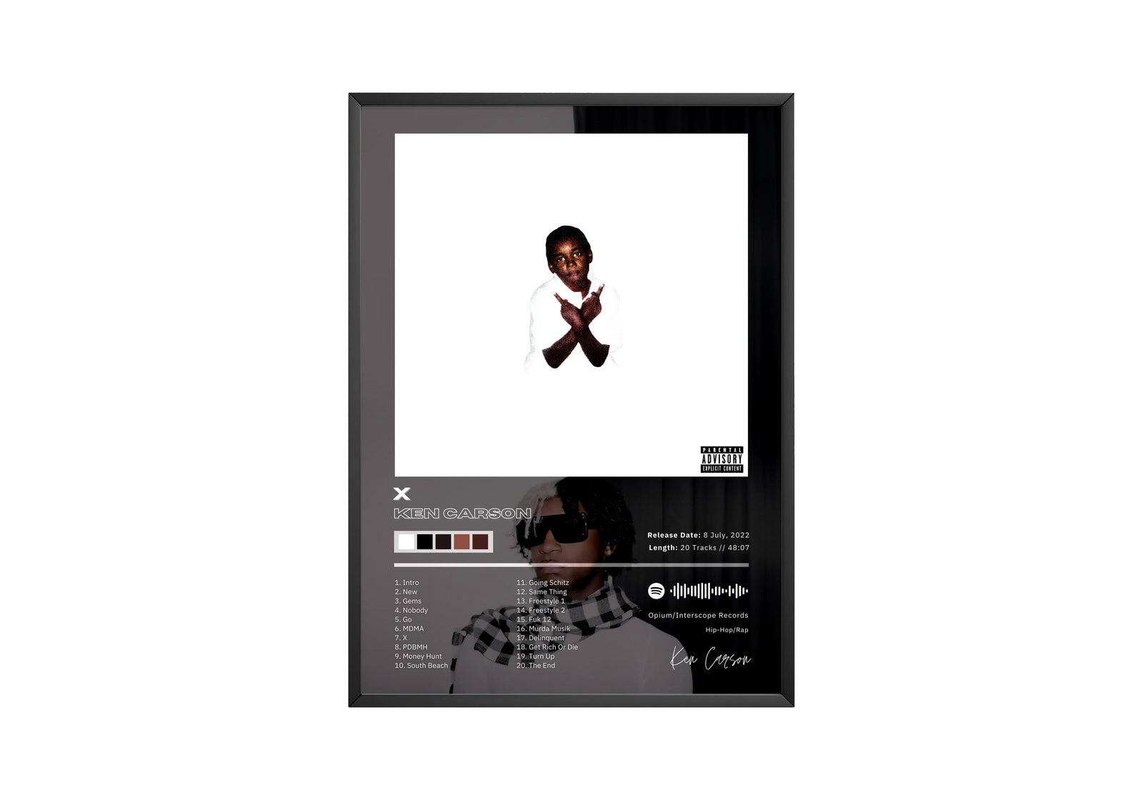 Ken Carson X Tracklist | Unframed Bedroom album cover poster print wall art decor