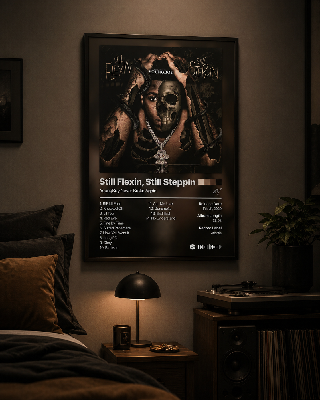 YoungBoy Never Broke Again Still Flexin, Still Steppin Tracklist | Unframed Bedroom album cover poster print wall art decor