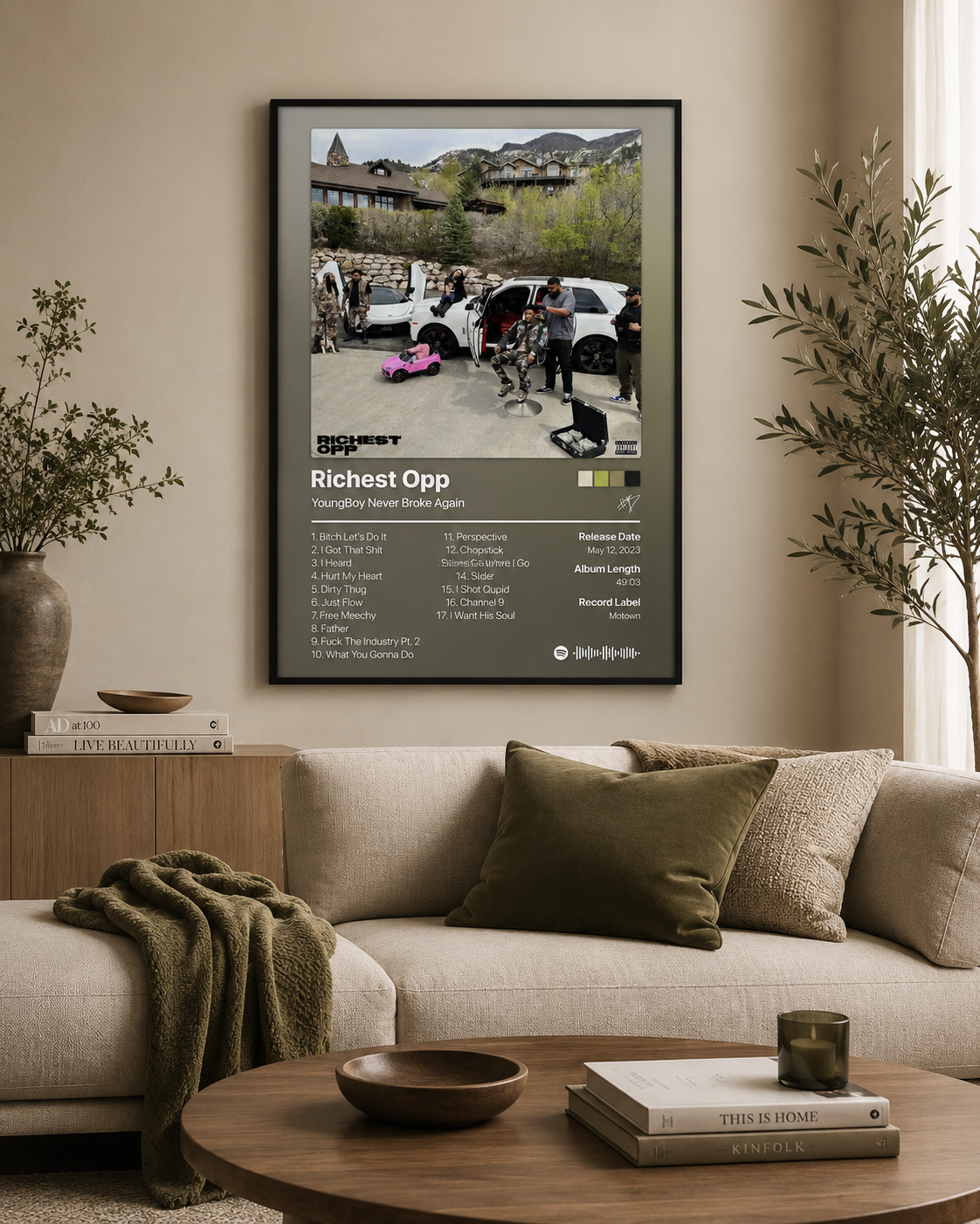 YoungBoy Never Broke Again Richest Opp Tracklist | Unframed Bedroom album cover poster print wall art decor