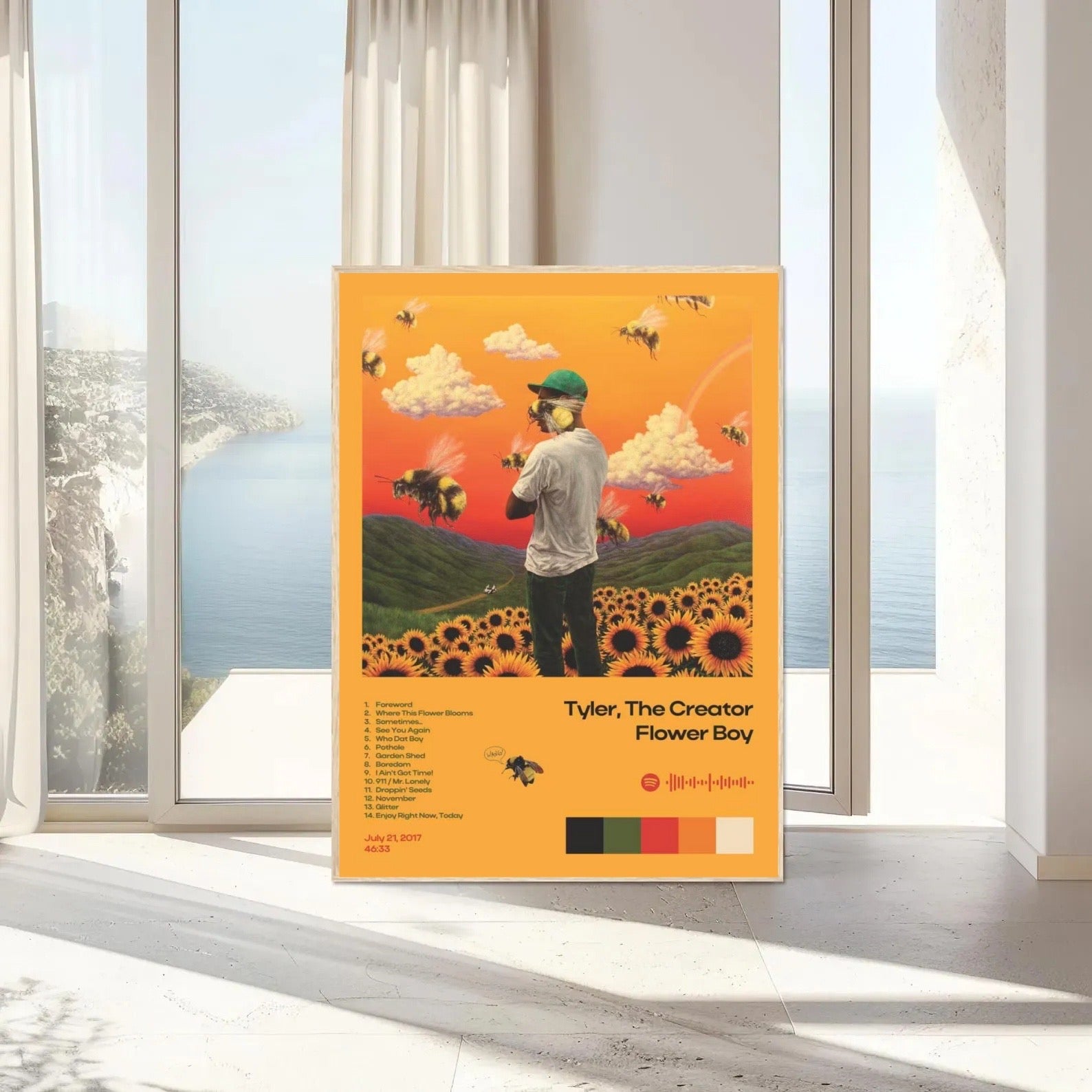Tyler, The Creator Flower Boy Sunflower Spotify Code album cover poster print wall art decor