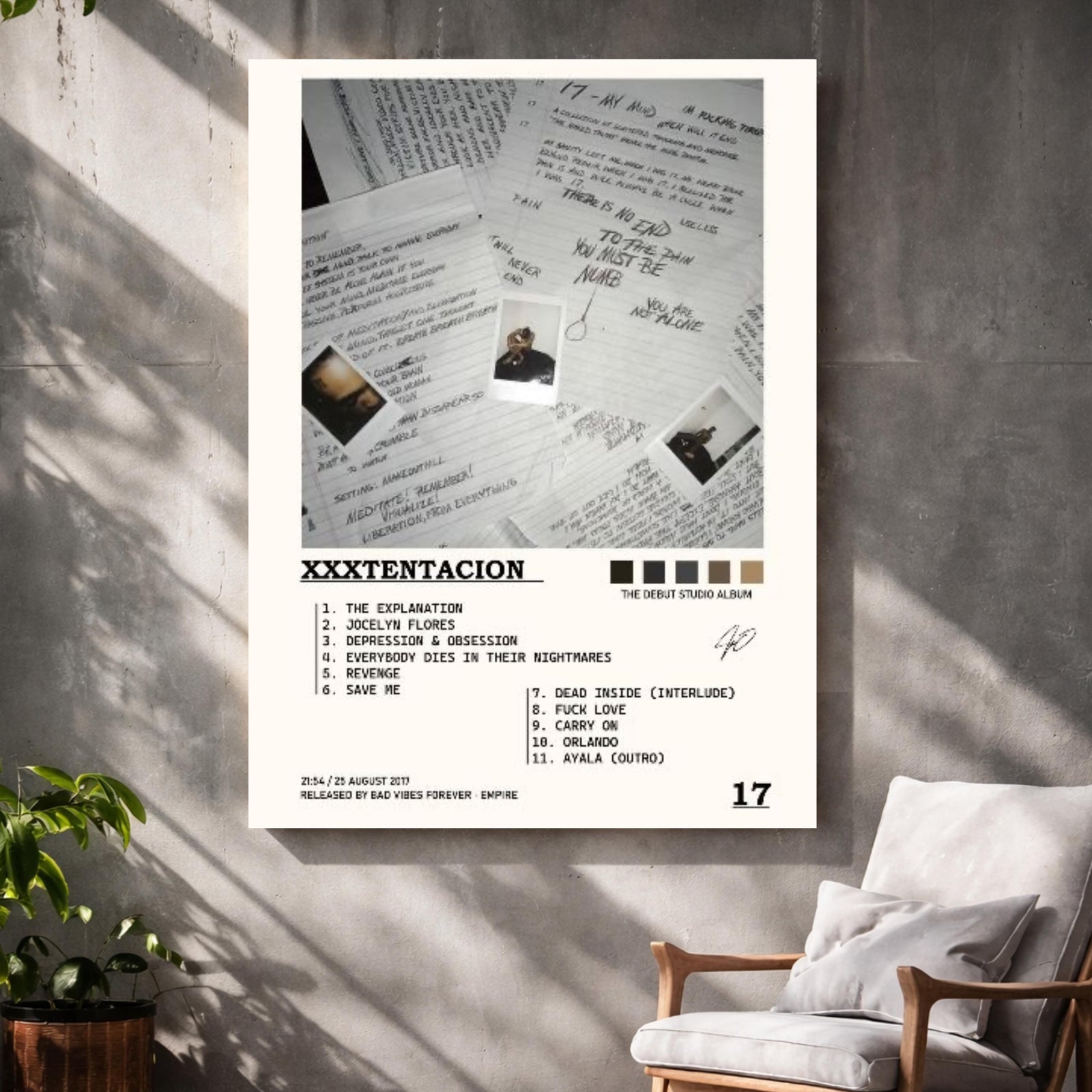 XXXTentacion XXXTENTACION 17  Notes & Tracklist album cover poster print wall art decor