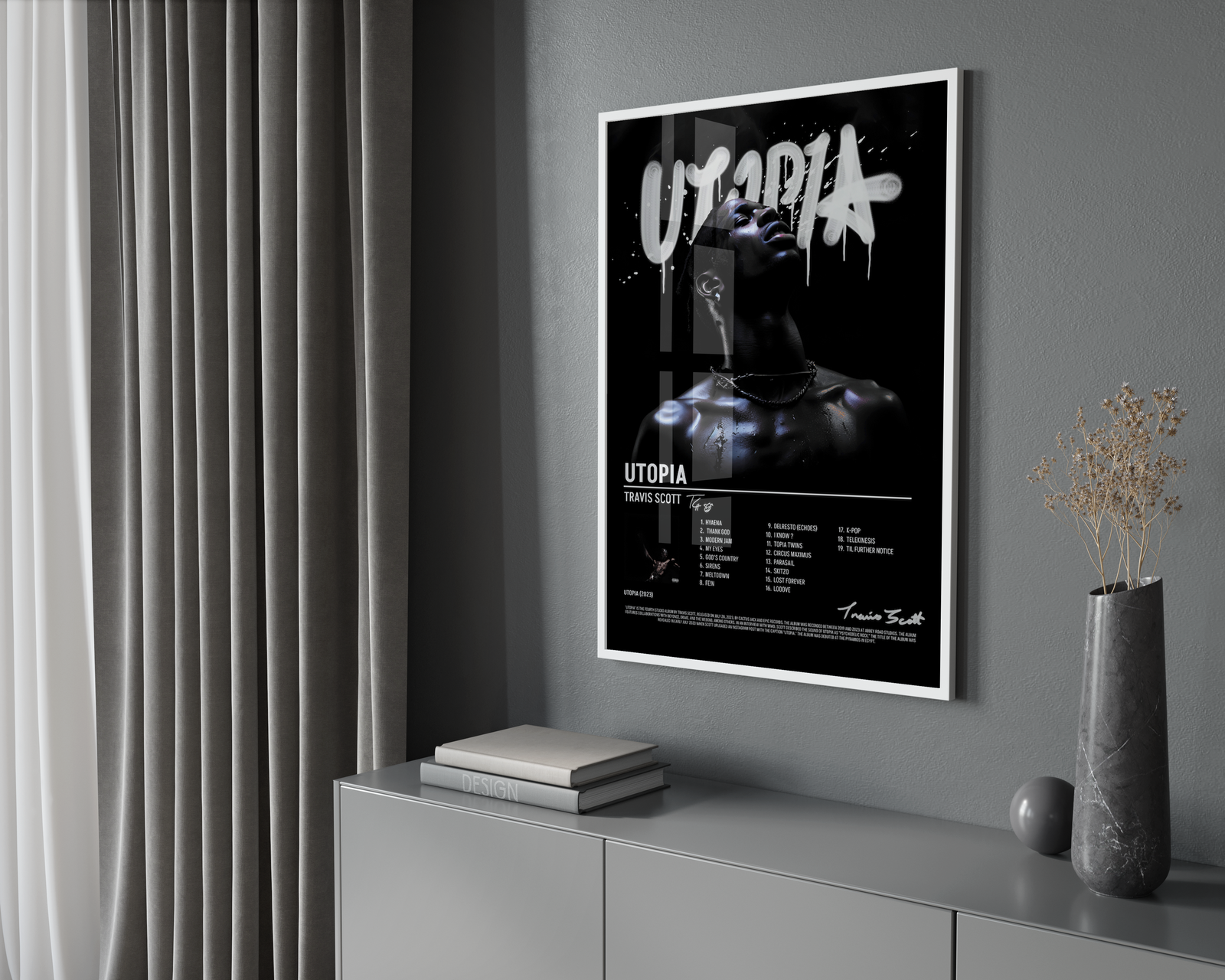 Travis Scott Utopia Tracklist  | Unframed Bedroom album cover poster print wall art decor