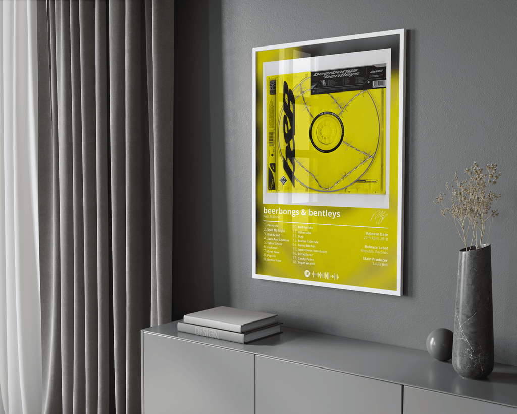 Post Malone Beerbongs & Bentleys album cover poster print wall art decor