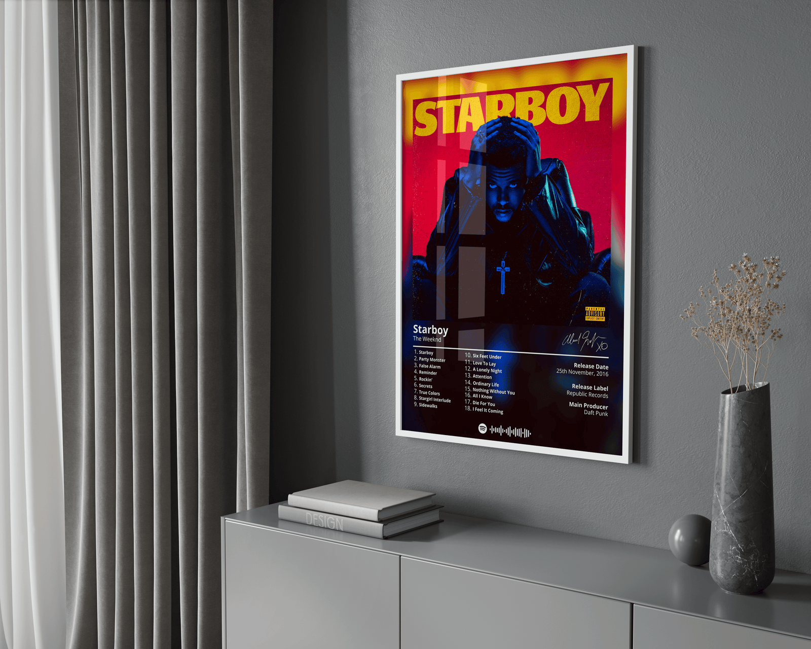 The Weeknd Starboy  | Unframed Bedroom album cover poster print wall art decor