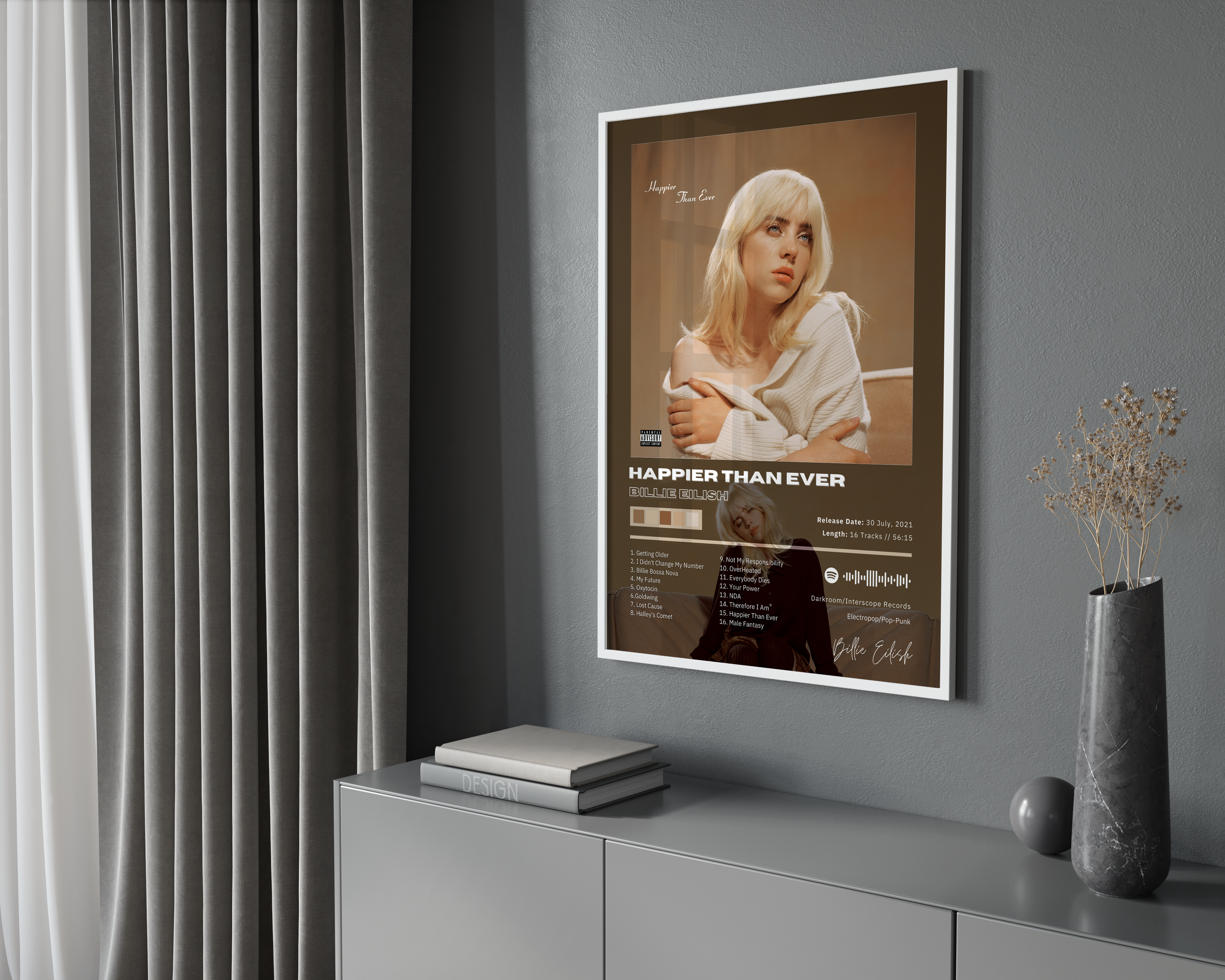 Billie Eilish 'Happier Than Ever' Album poster wall art print room decor