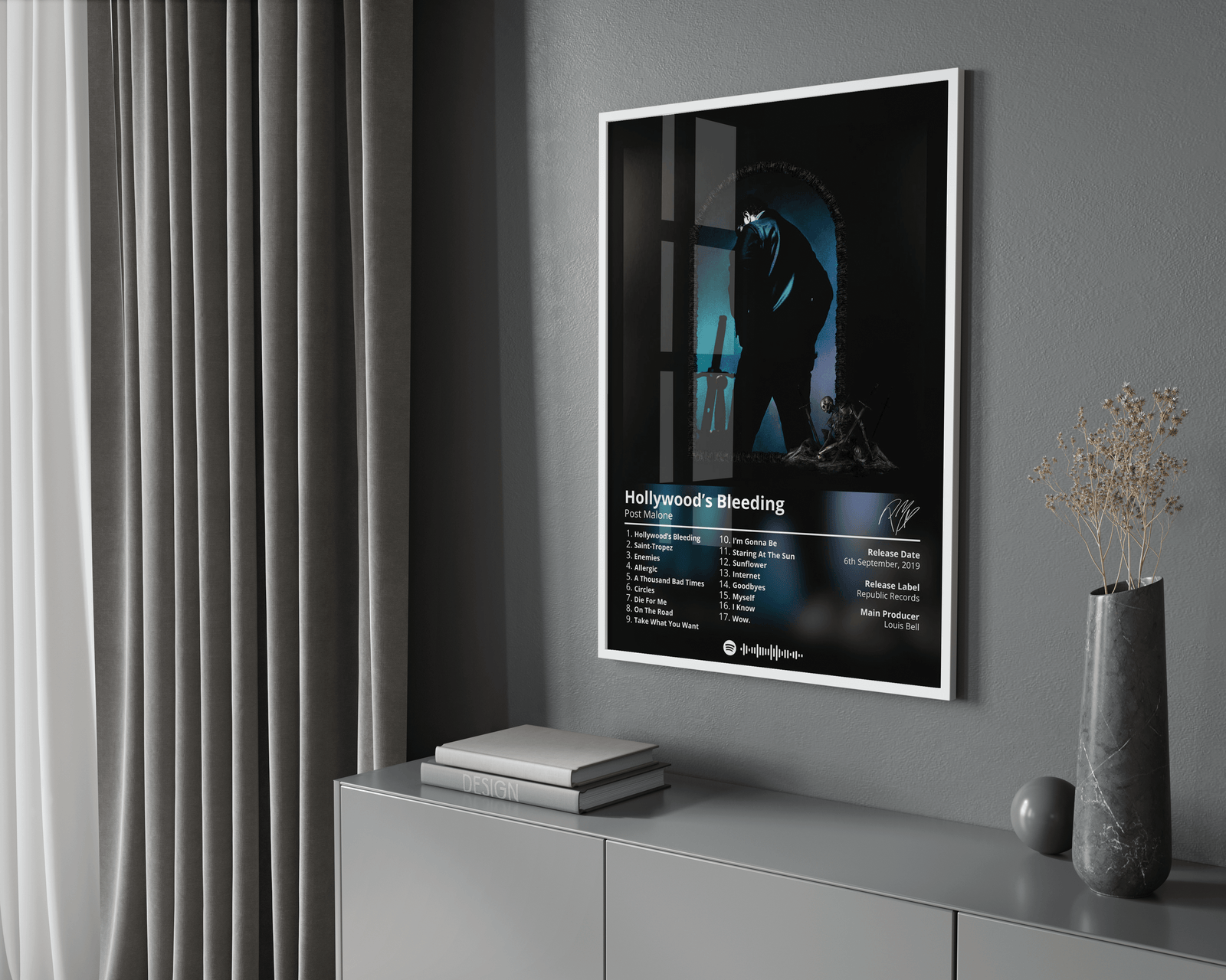Post Malone Hollywoods Bleeding album cover poster print wall art decor