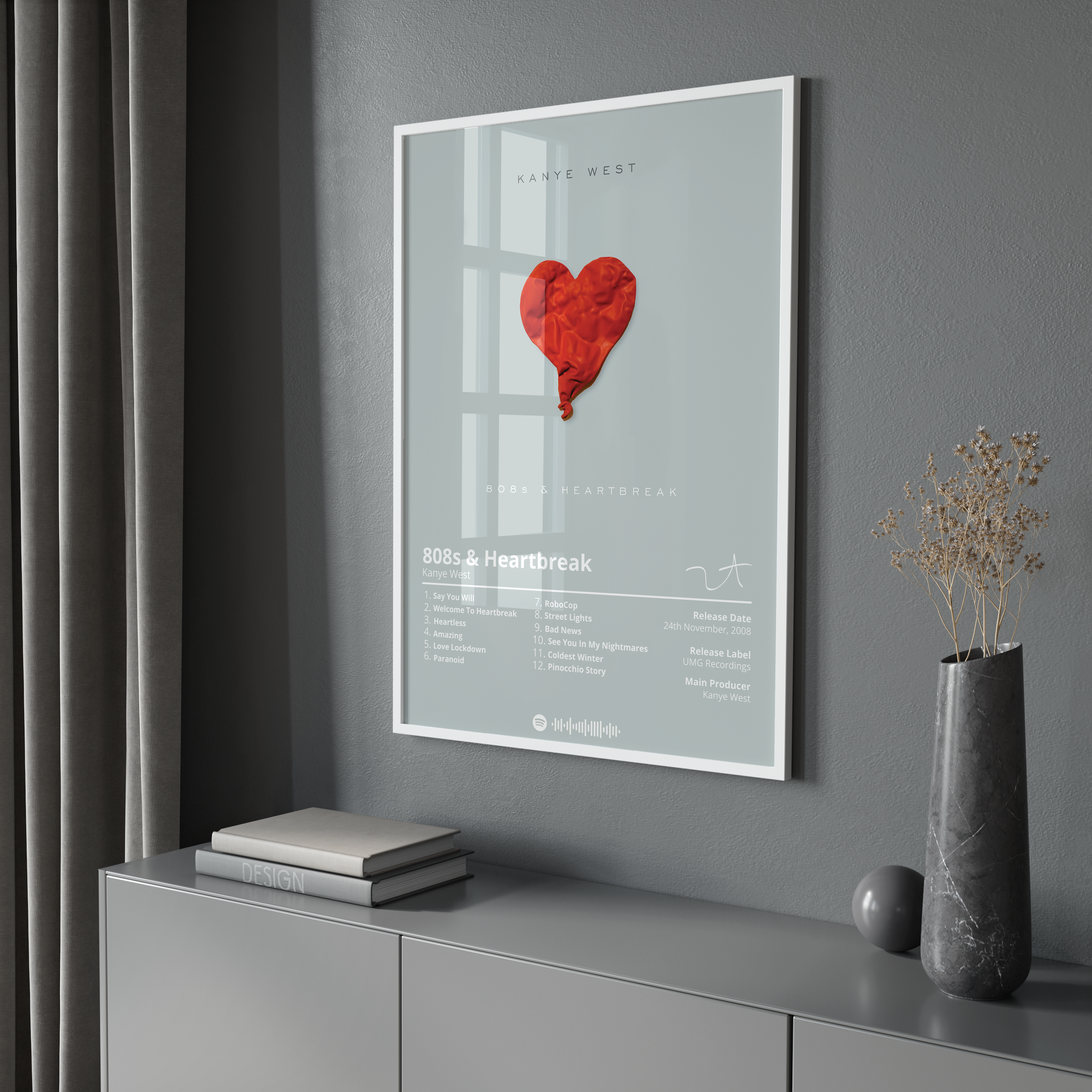Kanye West 808s & Heartbreak Album poster wall art print room decor