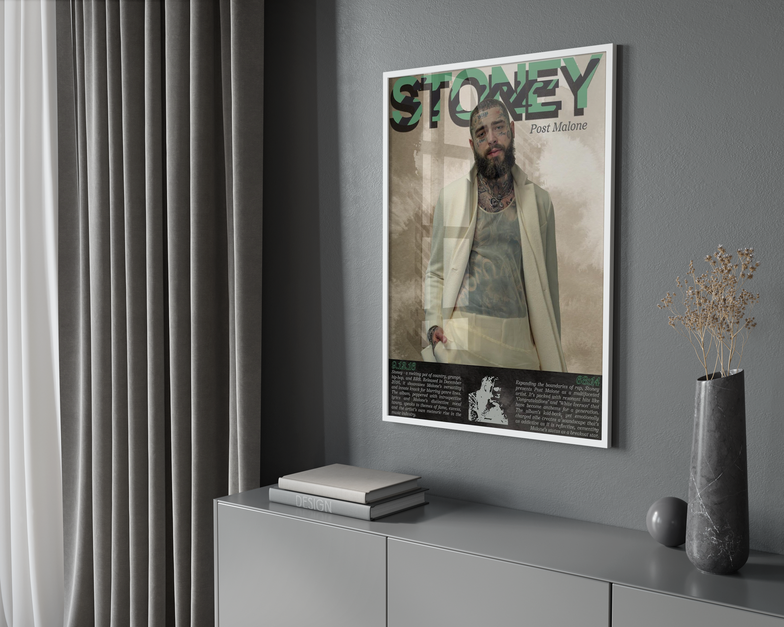Post Malone Stoney Written album cover poster print wall art decor