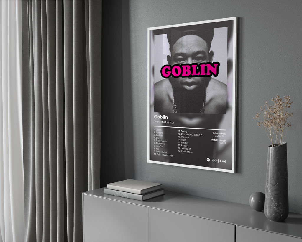 Tyler The Creator Goblin Tracklist  | Unframed Bedroom Wall Art album cover poster print wall art decor
