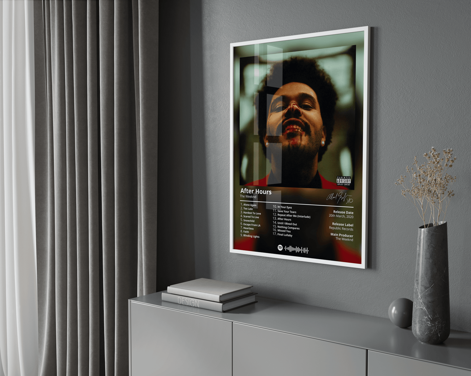 The Weeknd After Hours  | Unframed Bedroom album cover poster print wall art decor