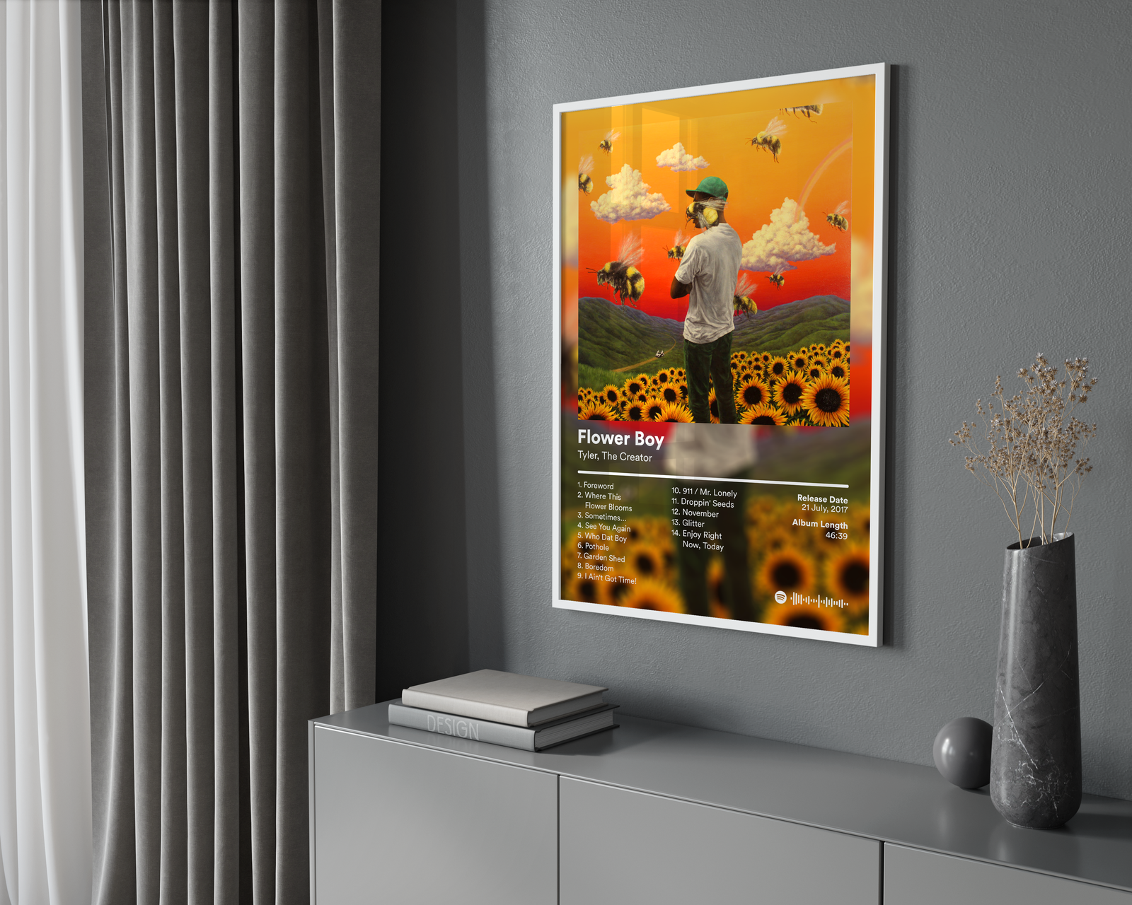 Tyler The Creator Flower Boy Tracklist | Unframed Bedroom album cover poster print wall art decor