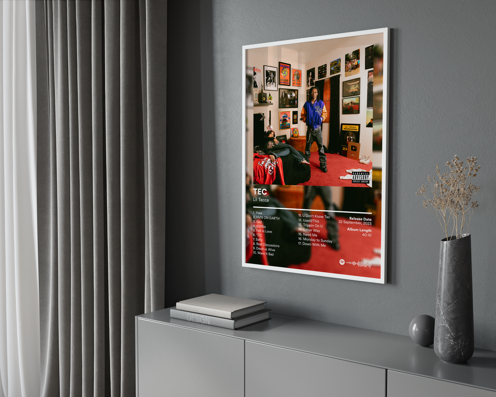 Lil Tecca TEC Tracklist | Unframed Bedroom album cover poster print wall art decor