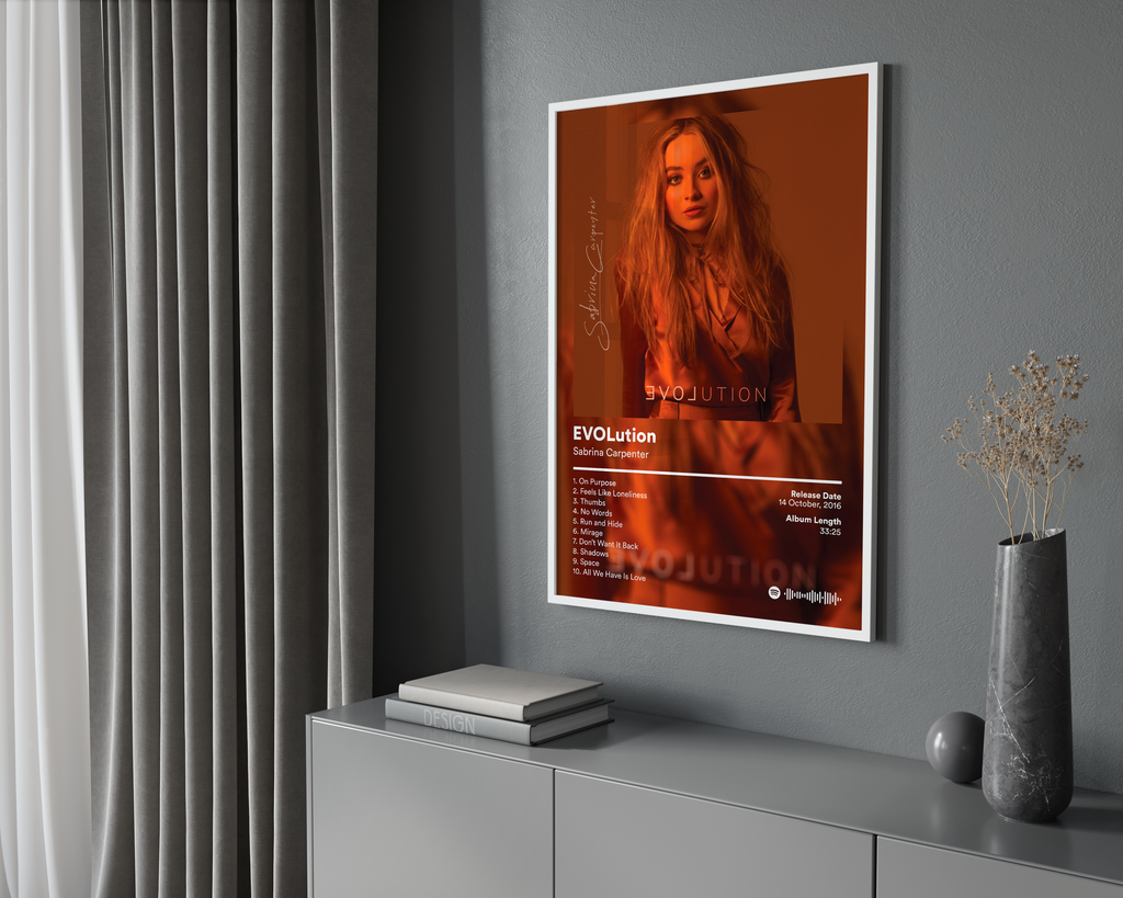 Sabrina Carpenter EVOLution  Tracklist  | Unframed Pop Wall Art album cover poster print wall art decor