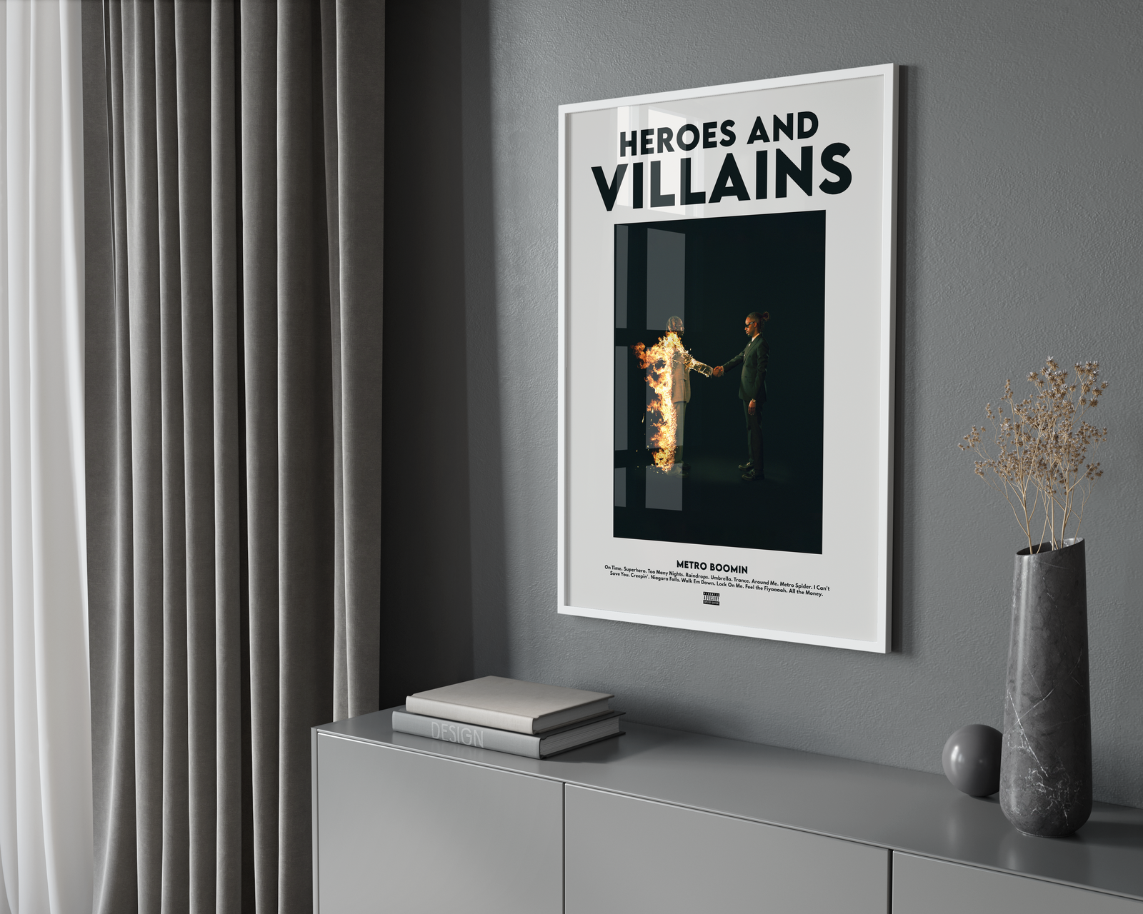 Metro Boomin Heroes & Villains | Unframed Bedroom album cover poster print wall art decor