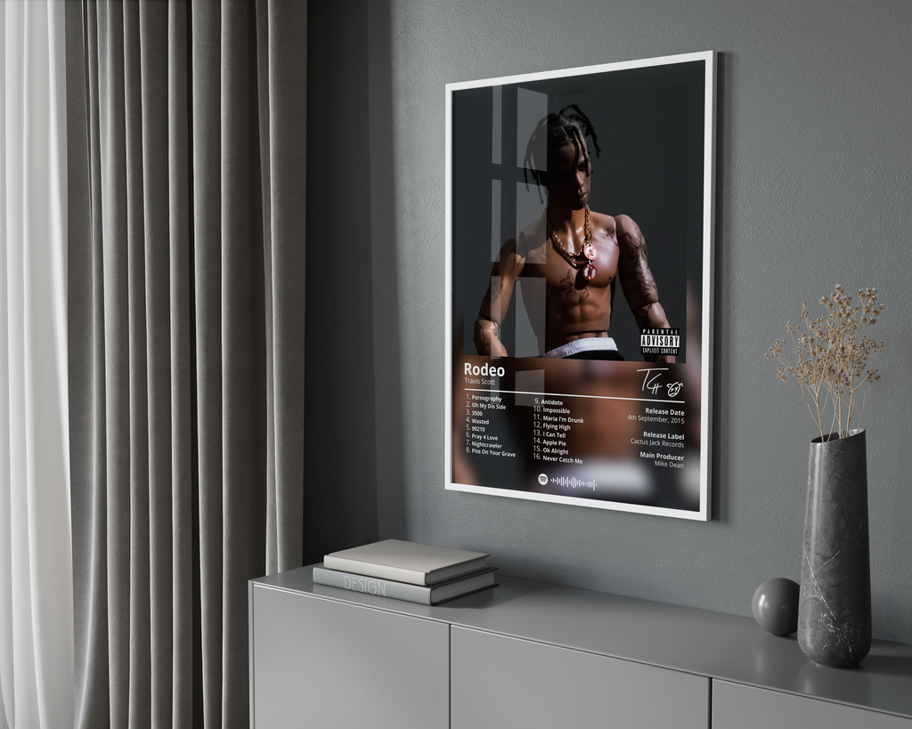 Travis Scott Rodeo Tracklist  | Unframed Hip Hop Wall Art album cover poster print wall art decor