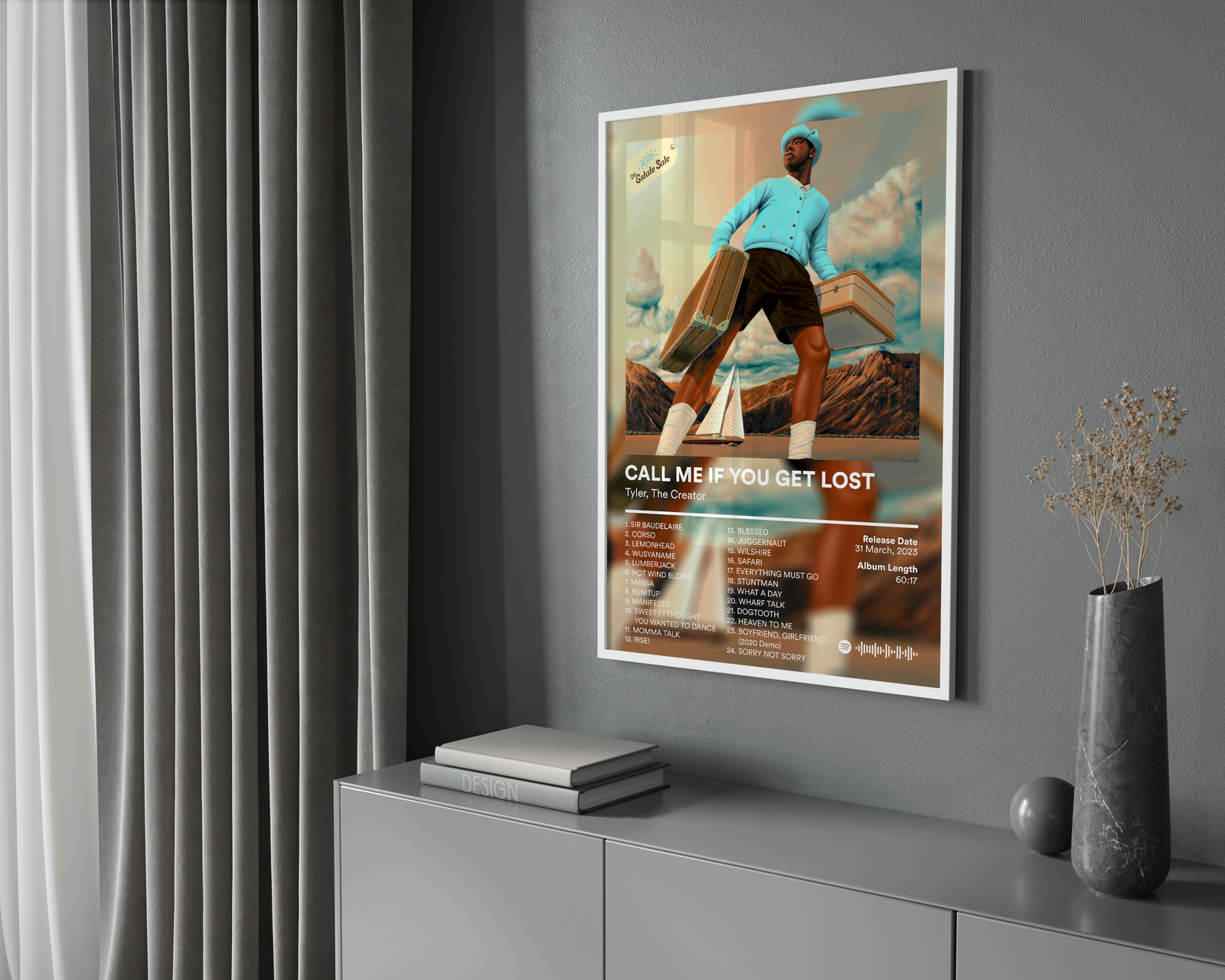 Tyler The Creator Call Me If You Get Lost Tracklist | Unframed Bedroom album cover poster print wall art decor