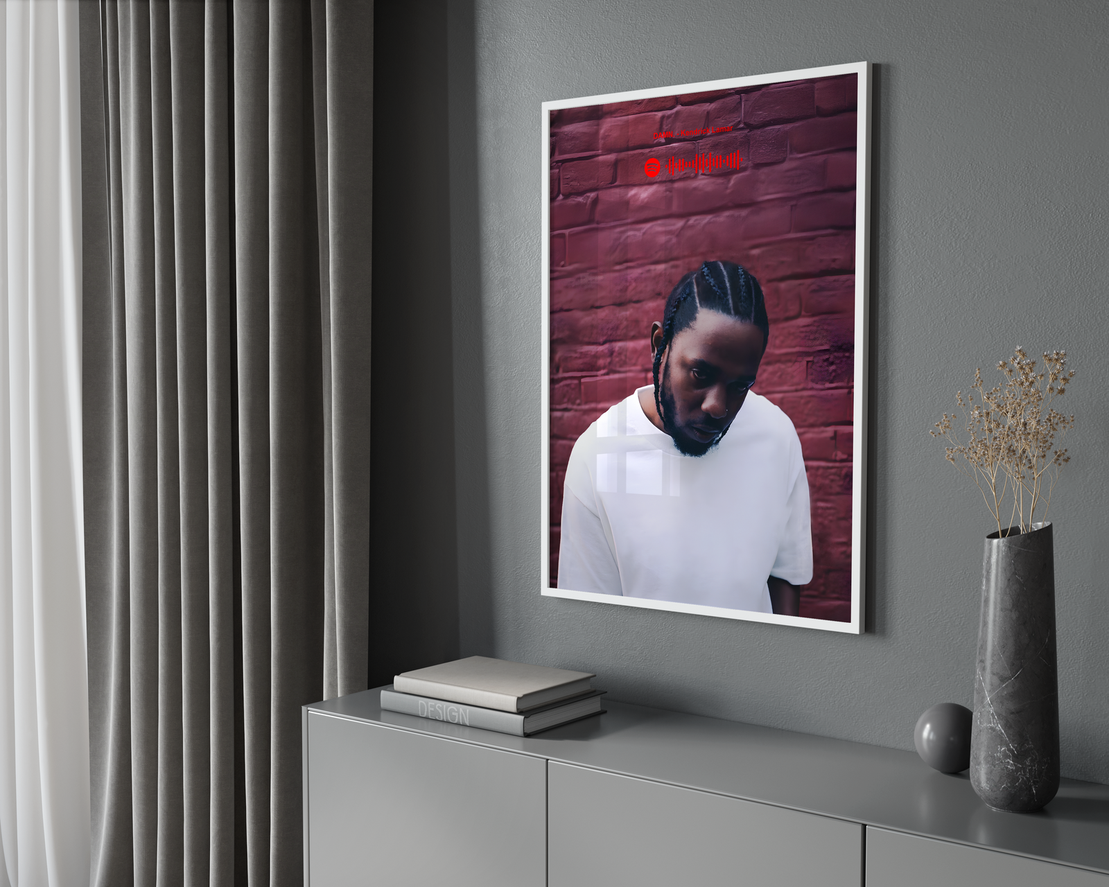 Kendrick Lamar DAMN Spotify album cover poster print wall art decor