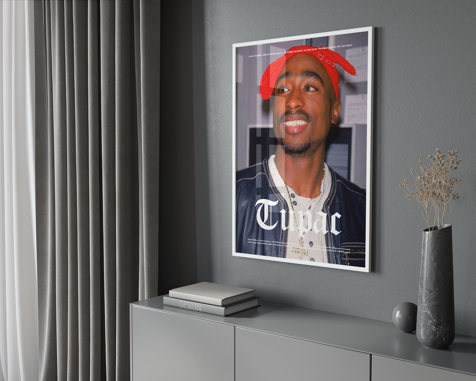 2Pac Red Bandana Portrait | Unframed Bedroom album cover poster print wall art decor