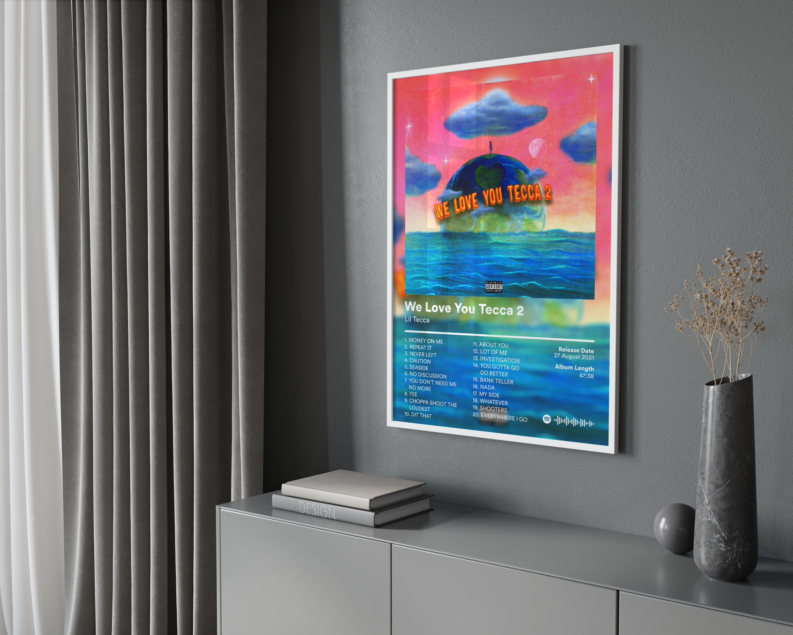 Lil Tecca We Love You Tecca 2 Tracklist | Unframed Bedroom album cover poster print wall art decor