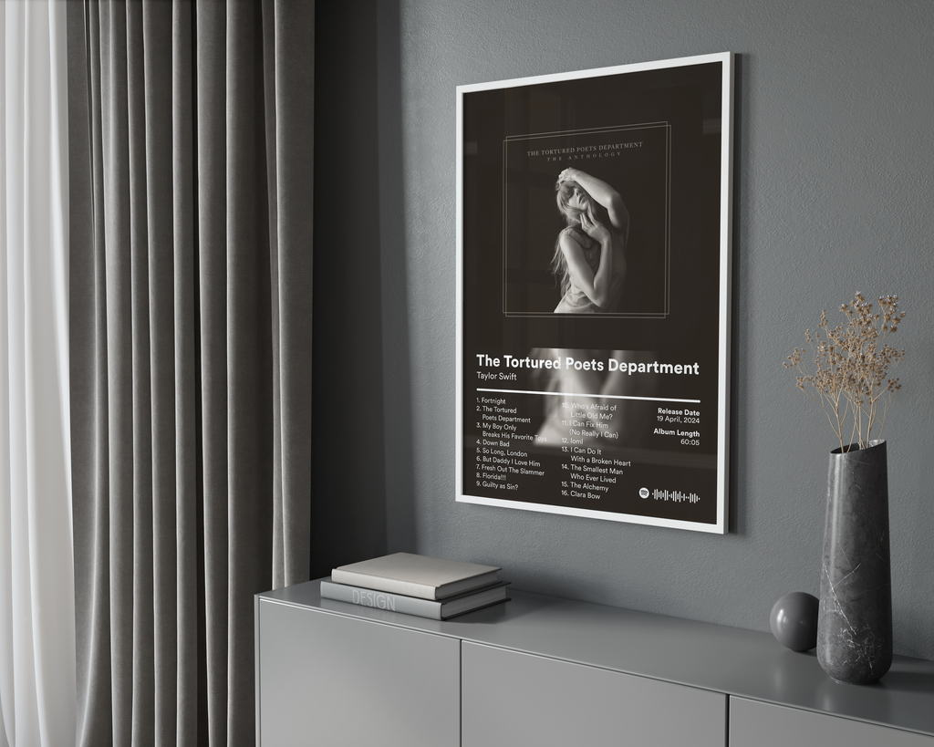 Taylor Swift The Tortured Poets Department Tracklist  | Unframed Bedroom Wall Art album cover poster print wall art decor