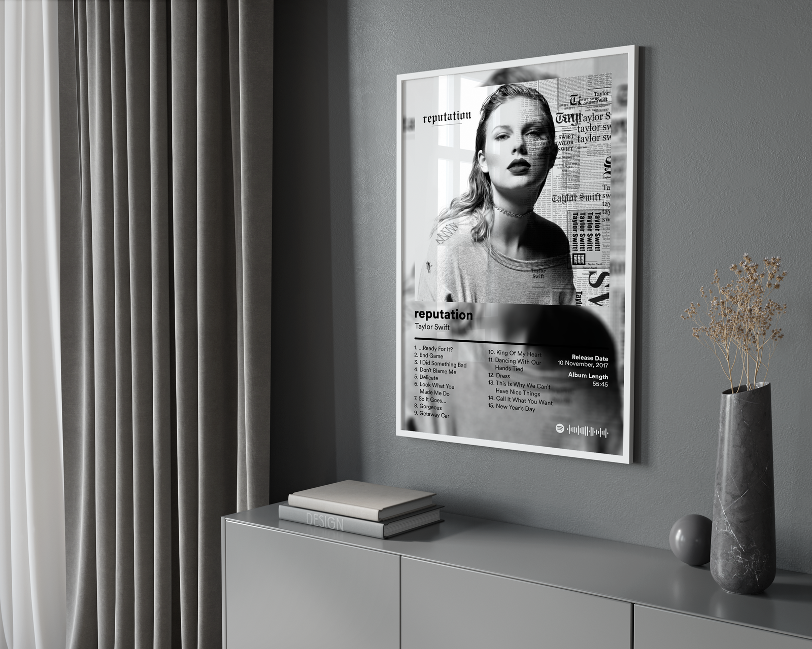 Taylor Swift Reputation Tracklist  | Unframed Bedroom album cover poster print wall art decor