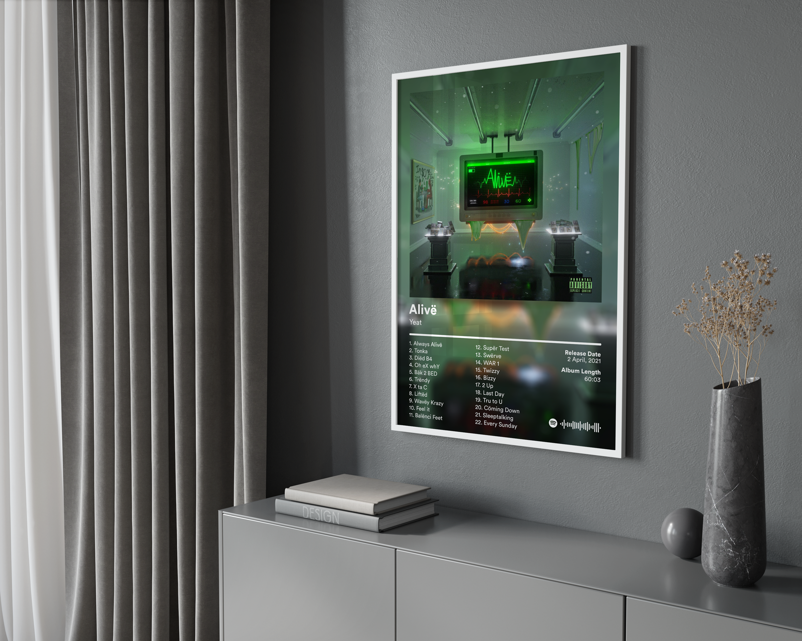 Yeat Aliv毛 album cover poster print wall art decor