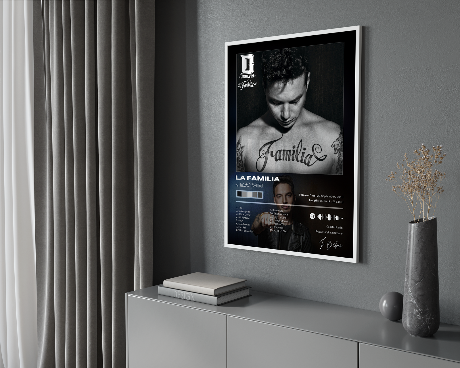 J Balvin La Familia album cover poster print wall art decor