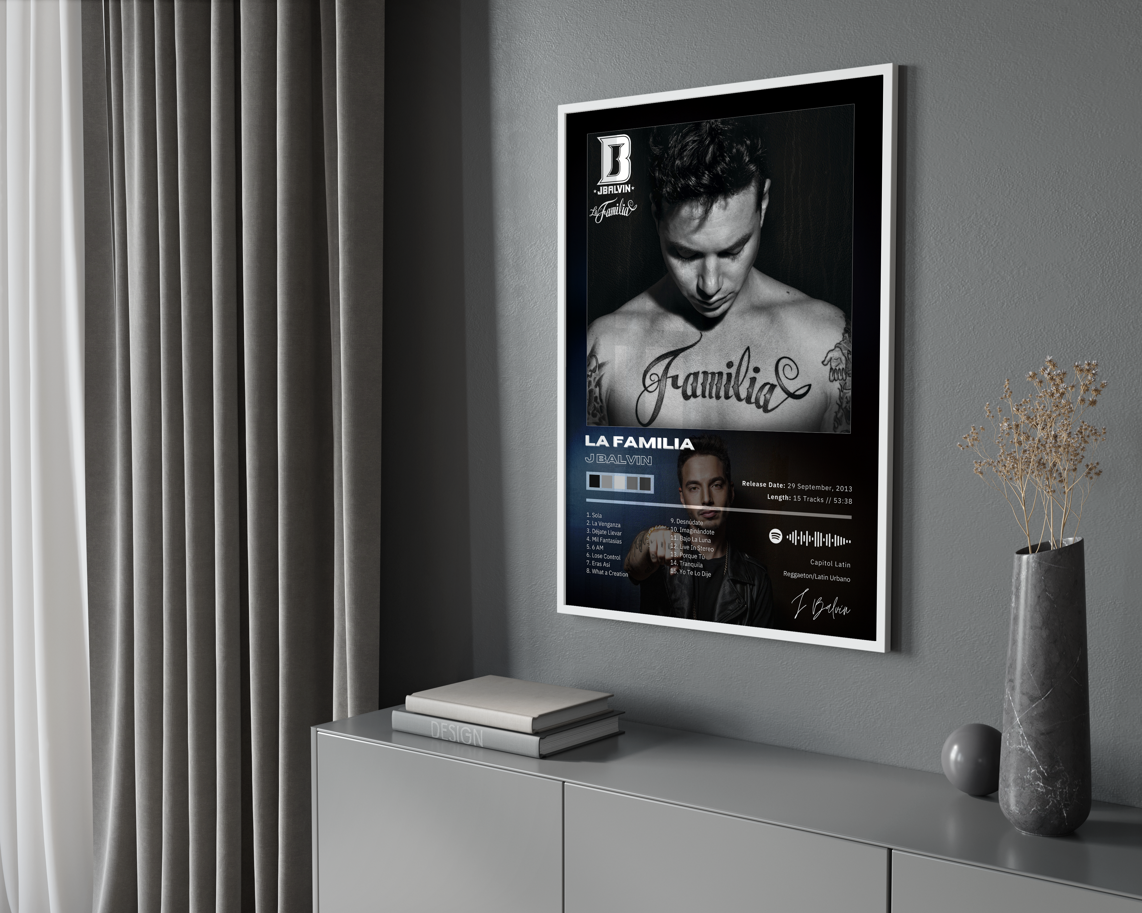 J Balvin La Familia Album Poster poster wall art print room decor