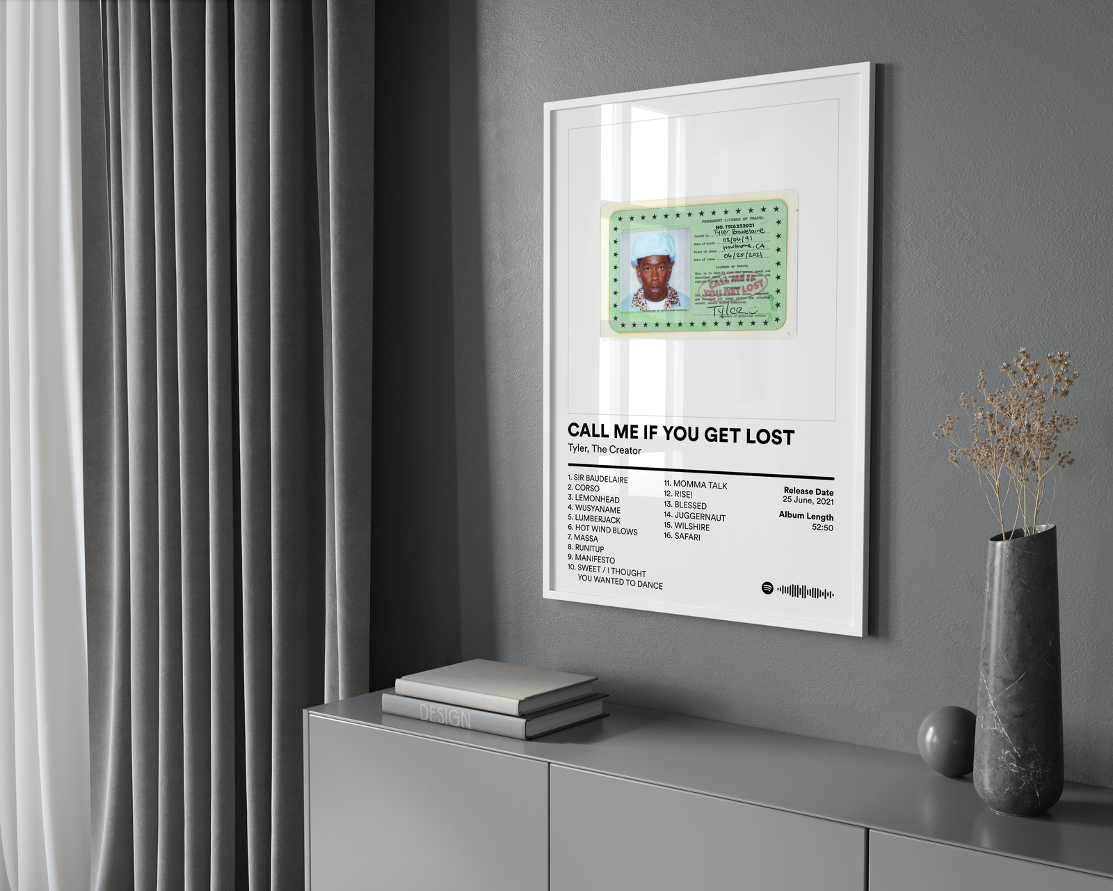 Tyler, The Creator Tyler The Creator CALL ME IF YOU GET LOST Tracklist  | Unframed Bedroom album cover poster print wall art decor