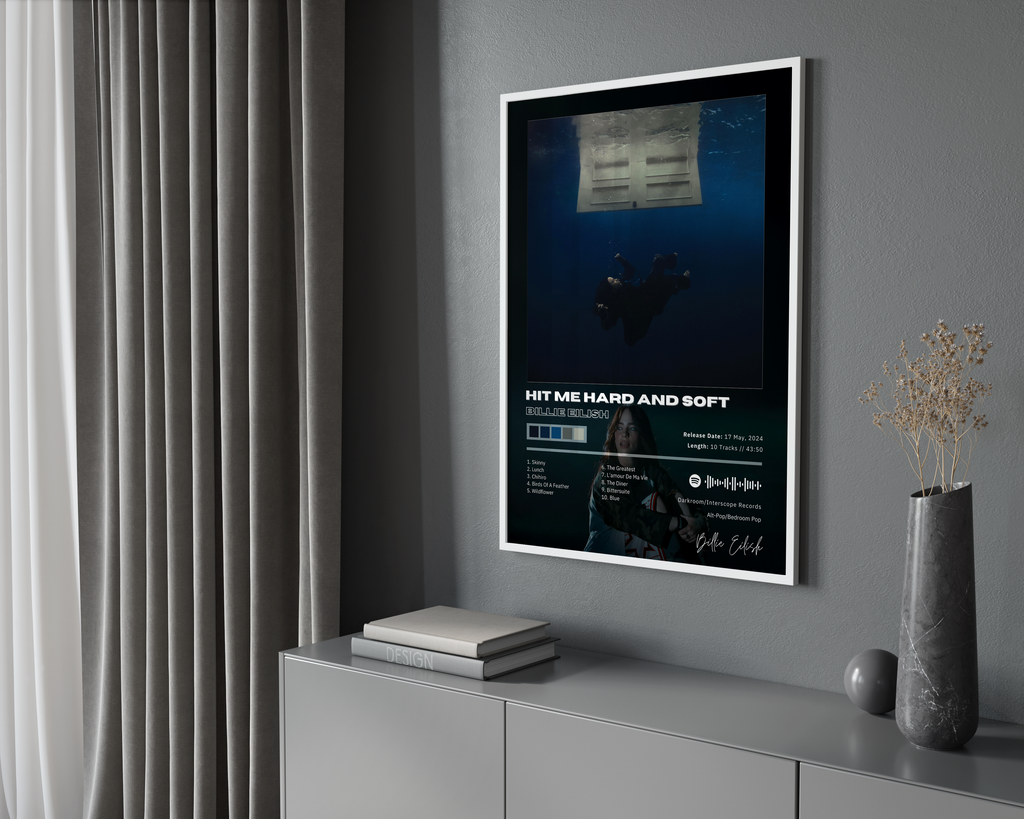 Billie Eilish Hit Me Hard and Soft Tracklist  | Unframed Bedroom Wall Art album cover poster print wall art decor