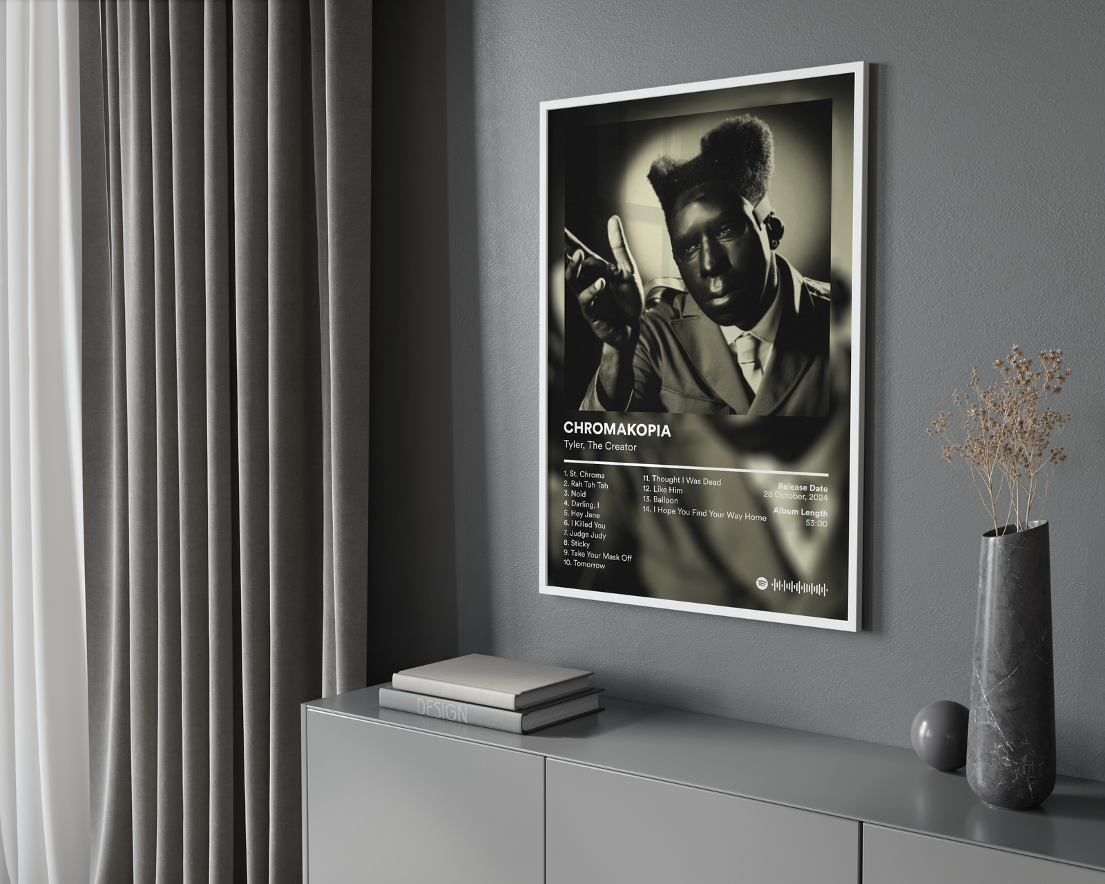 Tyler The Creator Chromakopia Tracklist | Unframed Bedroom album cover poster print wall art decor