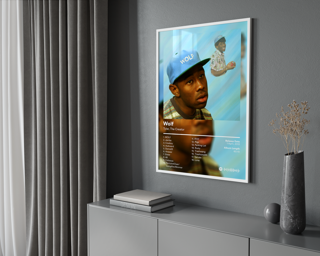Tyler, The Creator Tyler The Creator Wolf Tracklist  | Unframed Bedroom Wall Art album cover poster print wall art decor