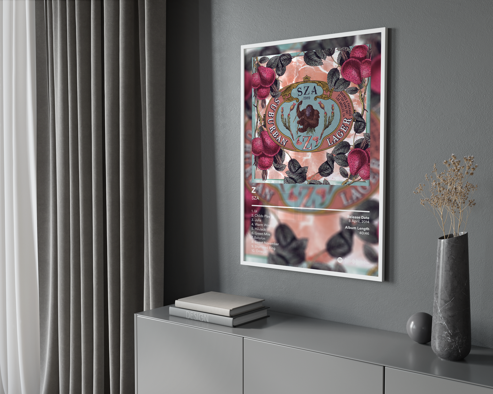 SZA Z EP  | Unframed Bedroom album cover poster print wall art decor