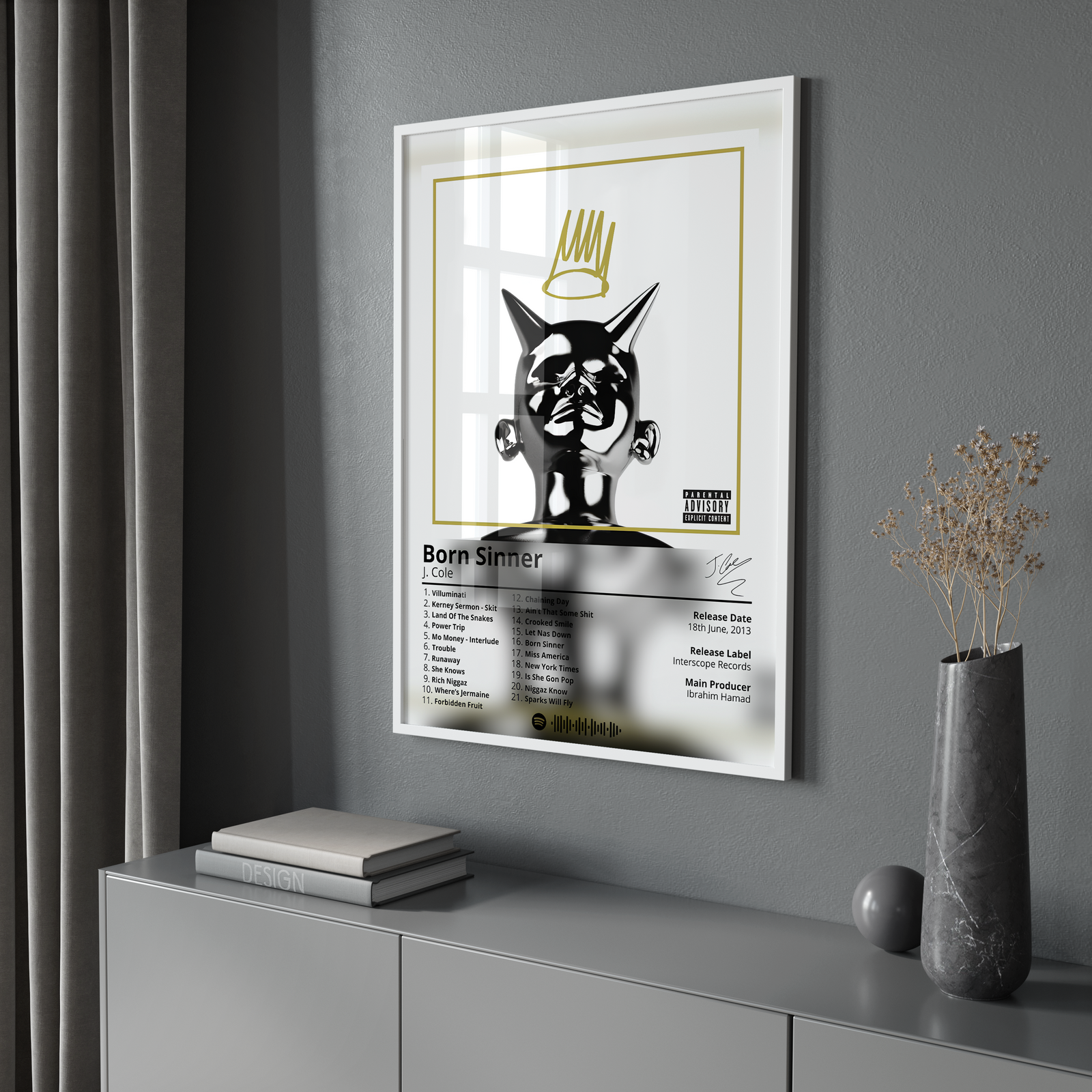 J. Cole Born Sinner   1 album cover poster print wall art decor