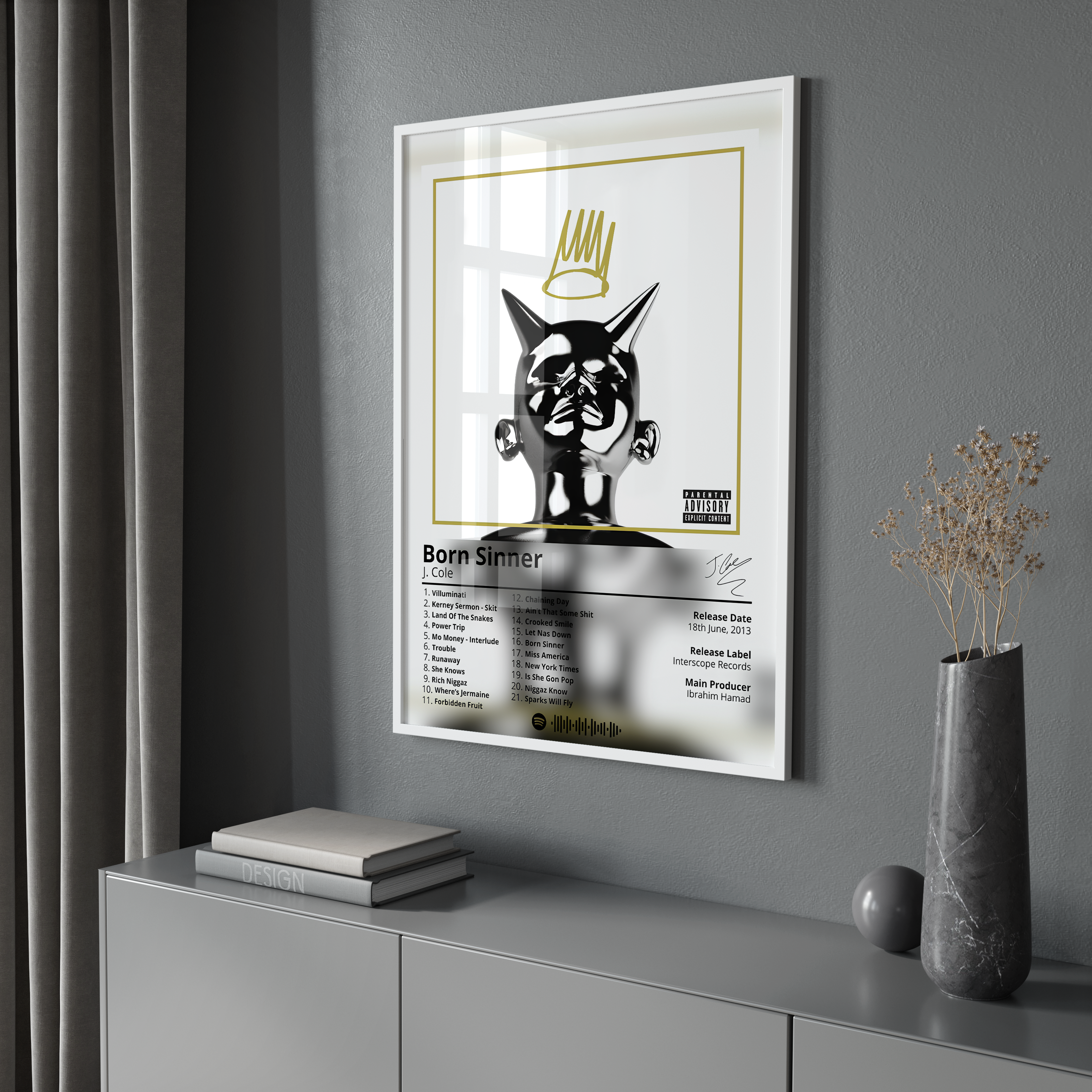 J. Cole Born Sinner Album Poster 1 poster wall art print room decor