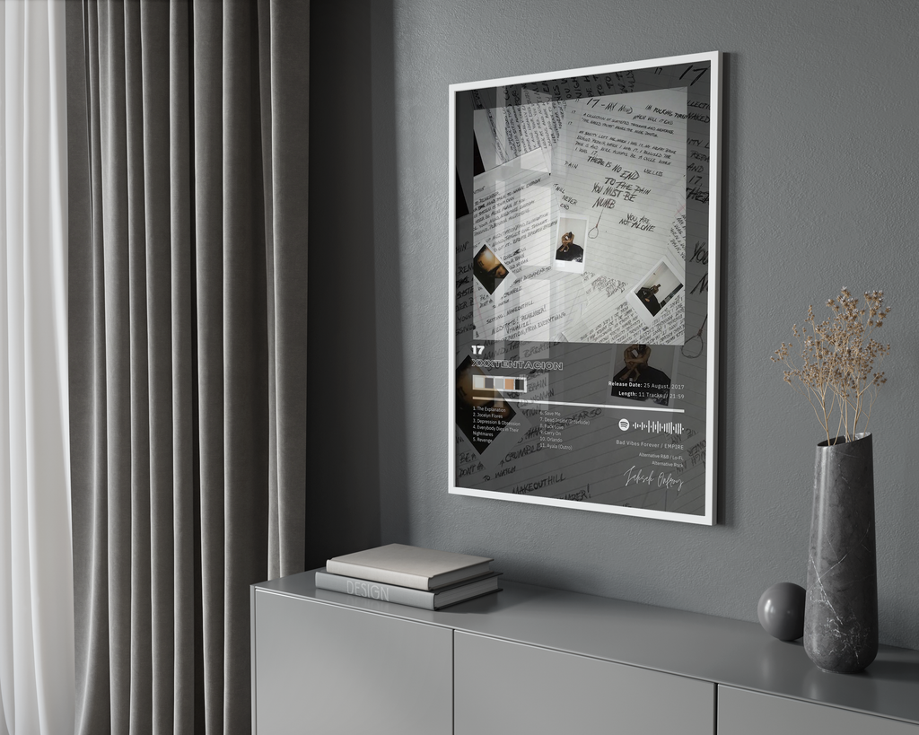 XXXTentacion XXXTENTACION 17 Tracklist  | Unframed Bedroom Wall Art album cover poster print wall art decor