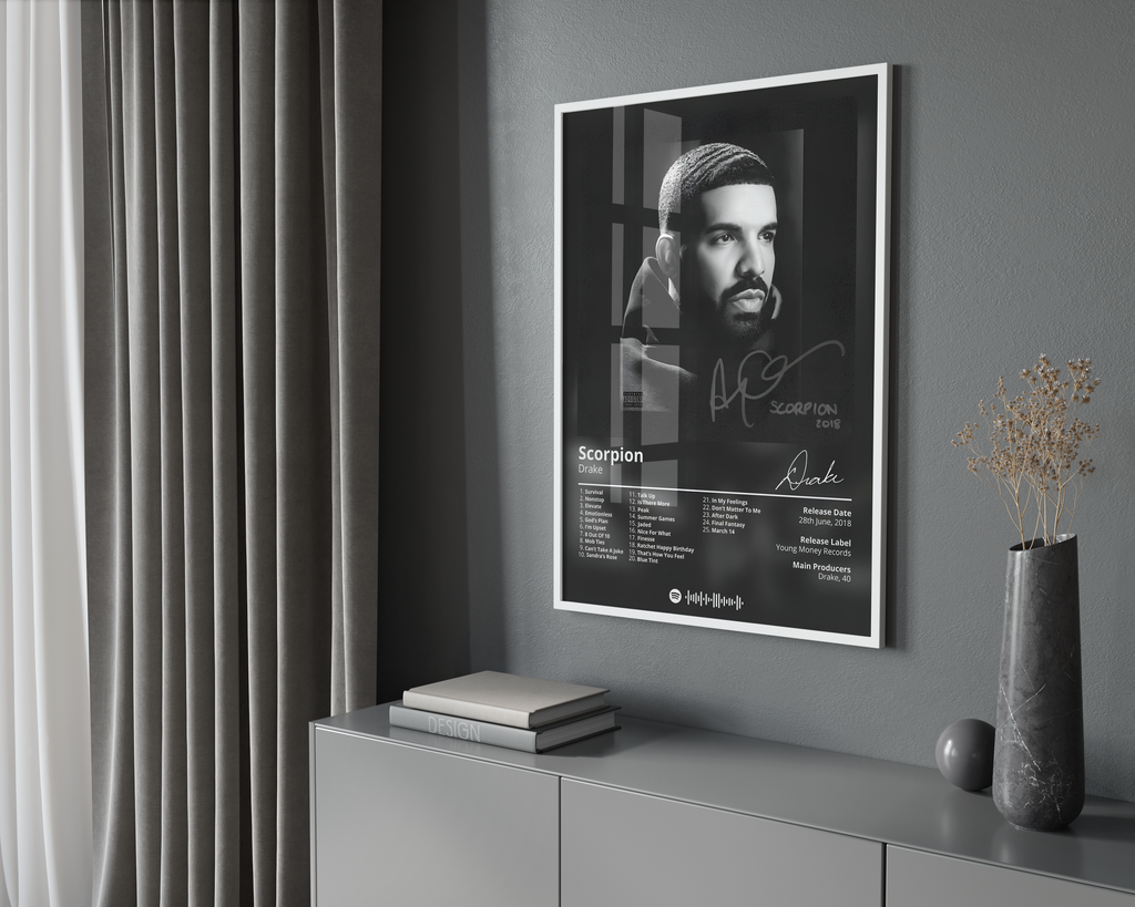 Drake Scorpion Tracklist  | Unframed Bedroom Wall Art album cover poster print wall art decor