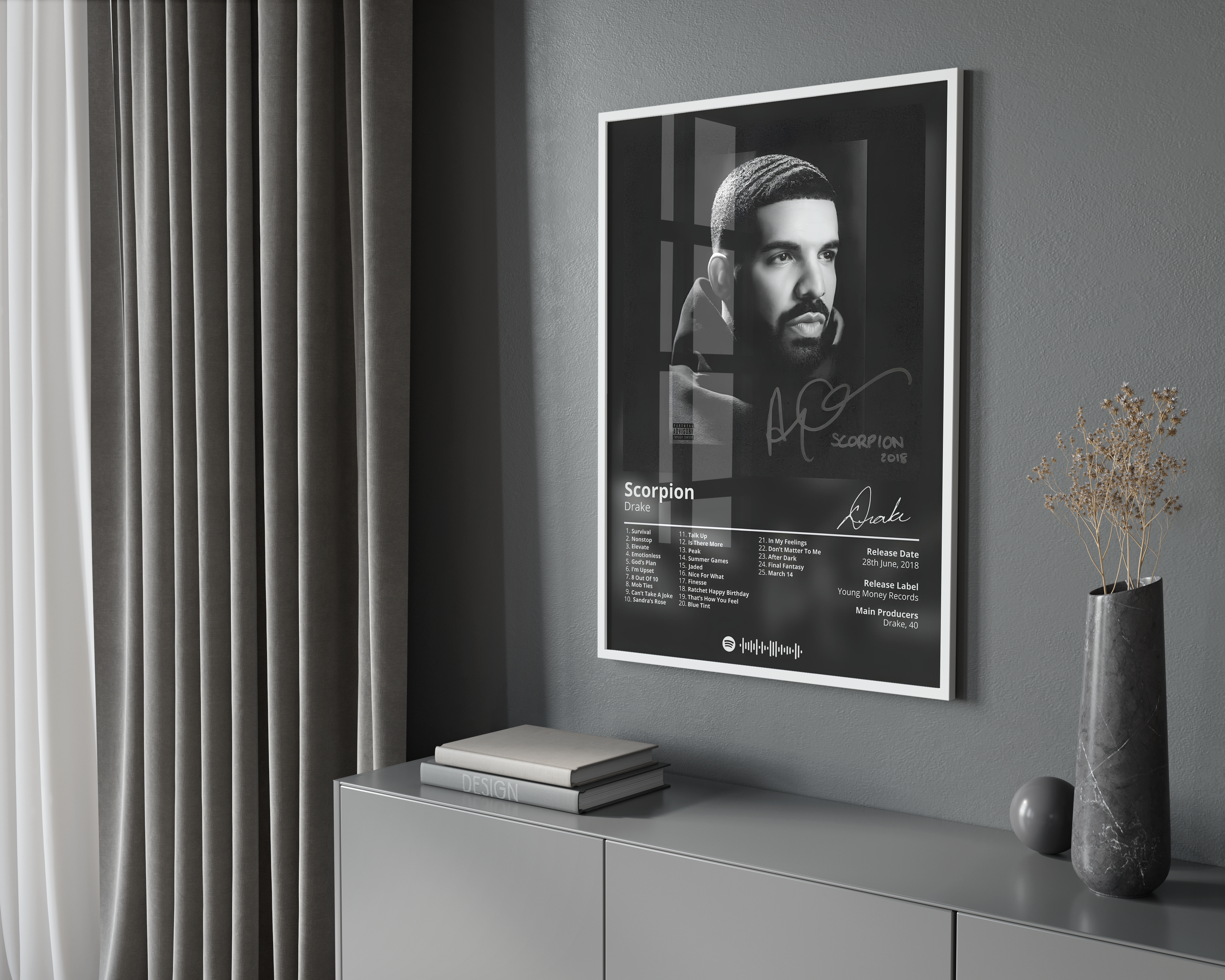 Drake Scorpion Album poster wall art print room decor