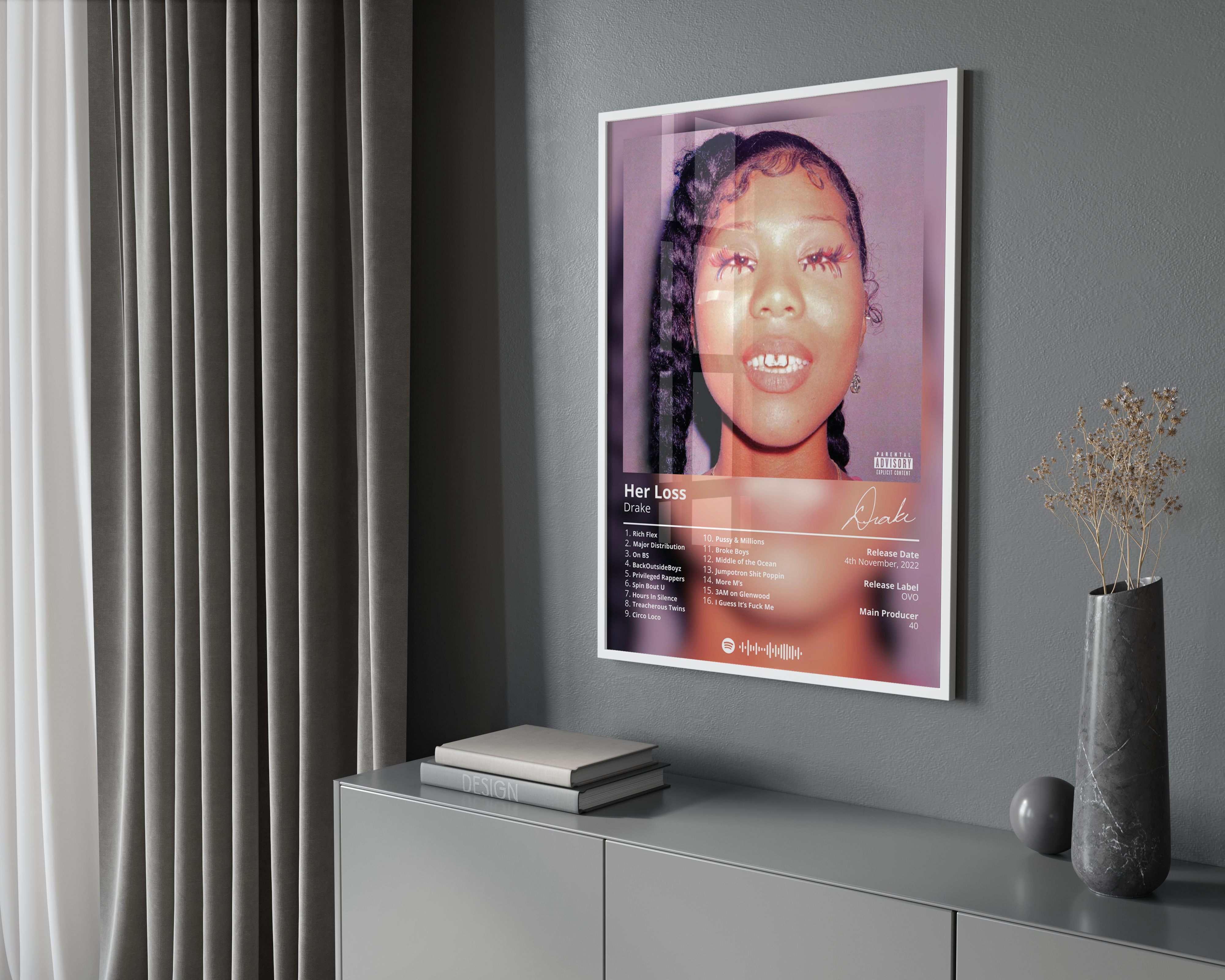 Drake Her Loss Album poster wall art print room decor