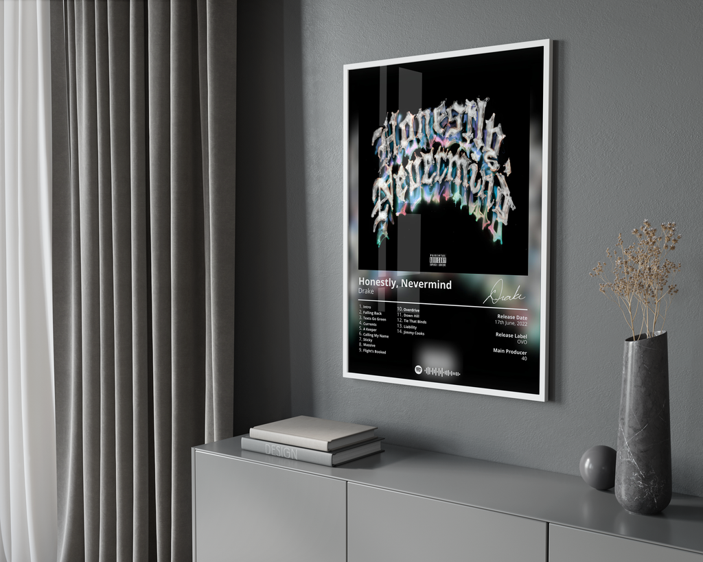 Drake Honestly, Nevermind Tracklist  | Unframed Bedroom Wall Art album cover poster print wall art decor