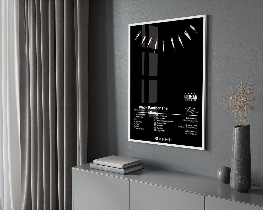 Kendrick Lamar Black Panther album cover poster print wall art decor